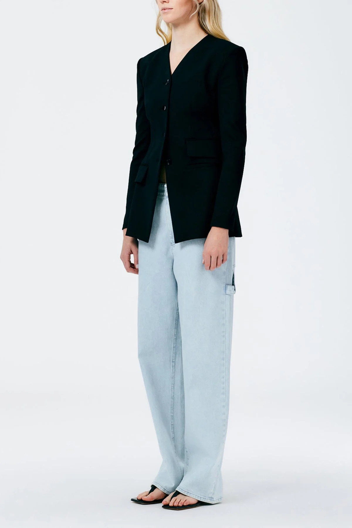 Compact Ultra Stretch Knit Fitted Blazer in Black - Image 2