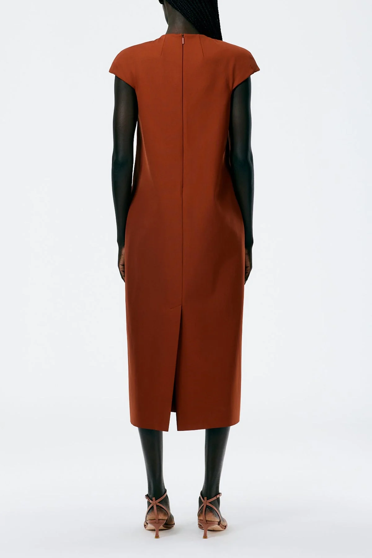 Compact Ultra Stretch Knit Lean Sleeveless Dress in Redwood - Image 2