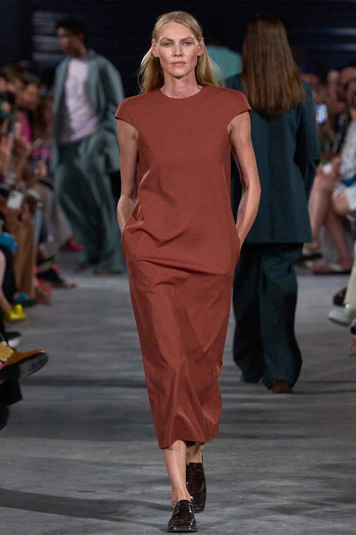Compact Ultra Stretch Knit Lean Sleeveless Dress in Redwood - Image 3
