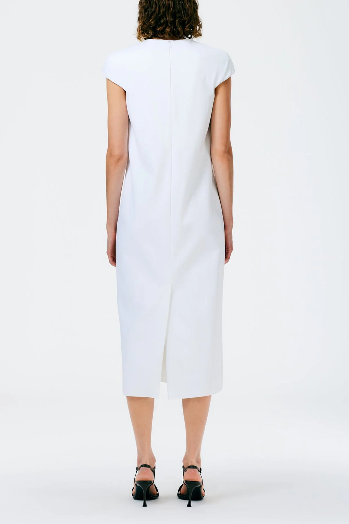 Compact Ultra Stretch Knit Lean Sleeveless Dress in White - Image 2