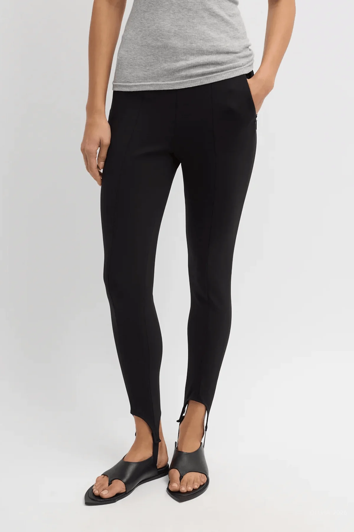 Compact Ultra Stretch Knit Stirrup Legging in Black - Image 2
