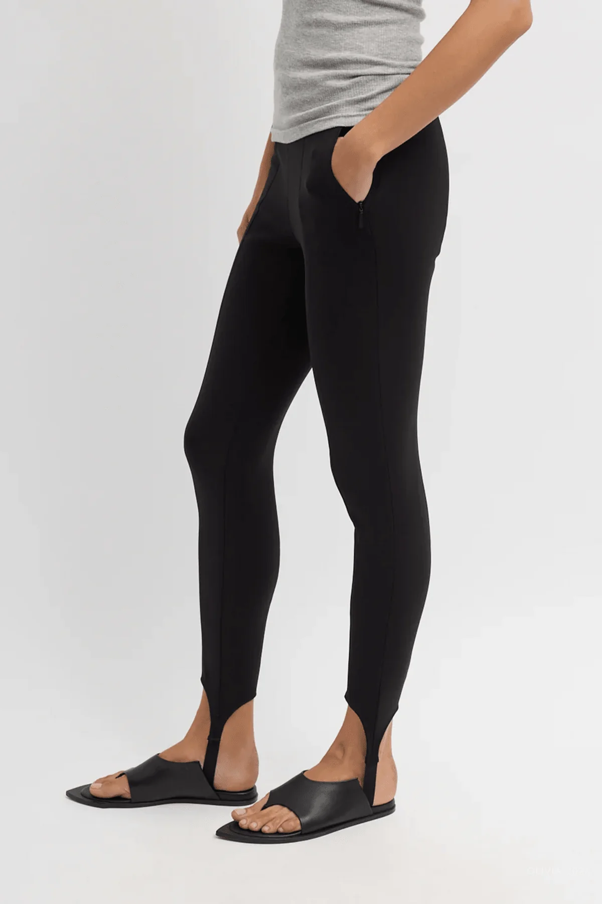 Compact Ultra Stretch Knit Stirrup Legging in Black - Image 4