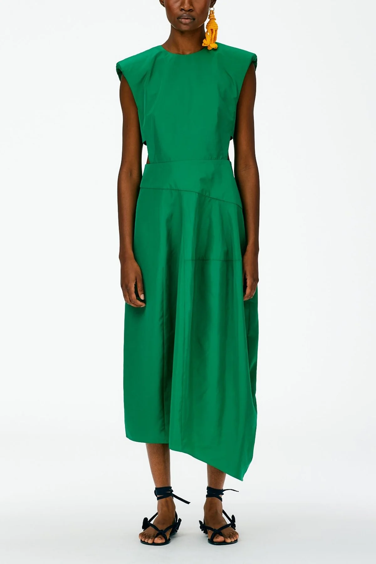 Italian Sporty Nylon Sleeveless Balloon Dress in Green - Image 2