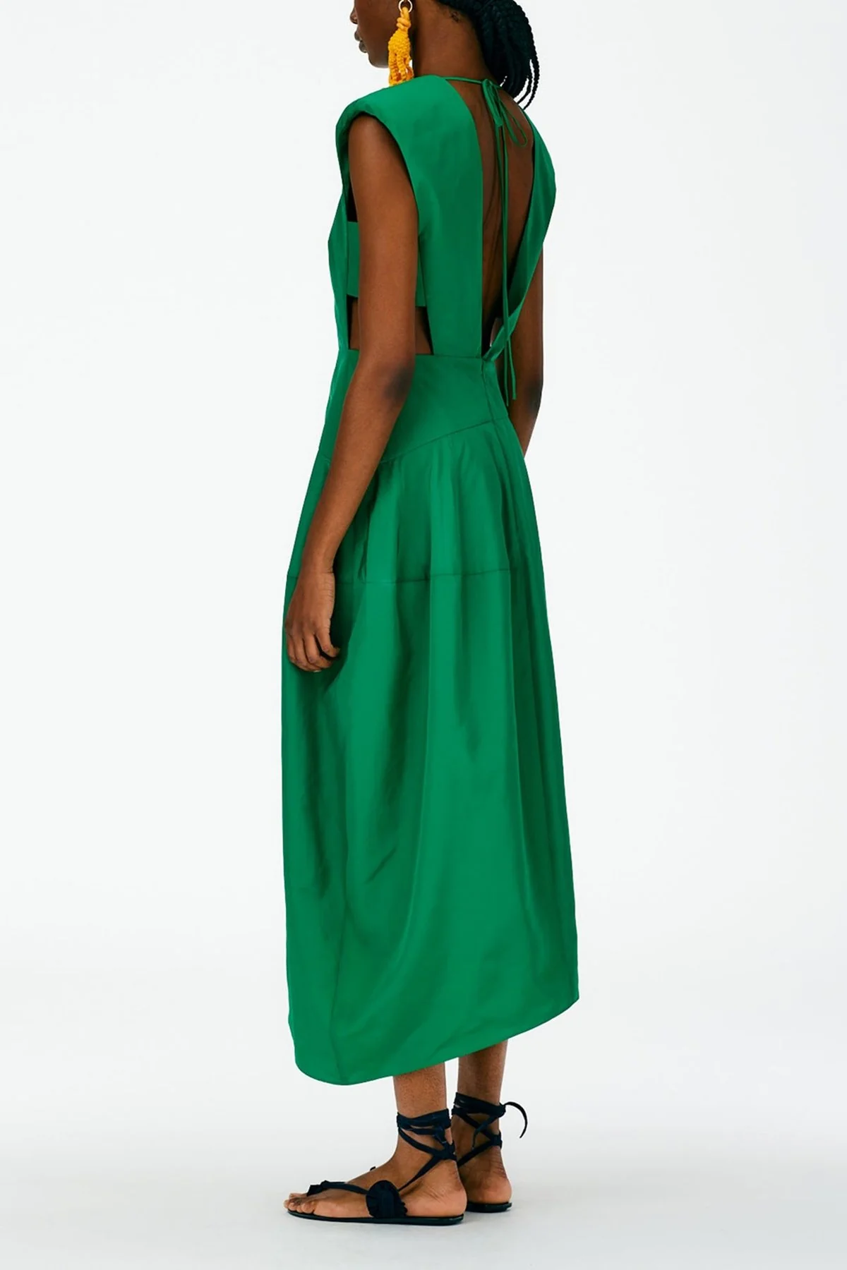 Italian Sporty Nylon Sleeveless Balloon Dress in Green - Image 3
