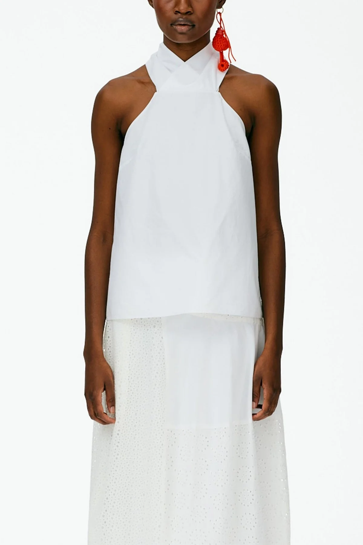 Eco Poplin Halter Top in White - Image 2