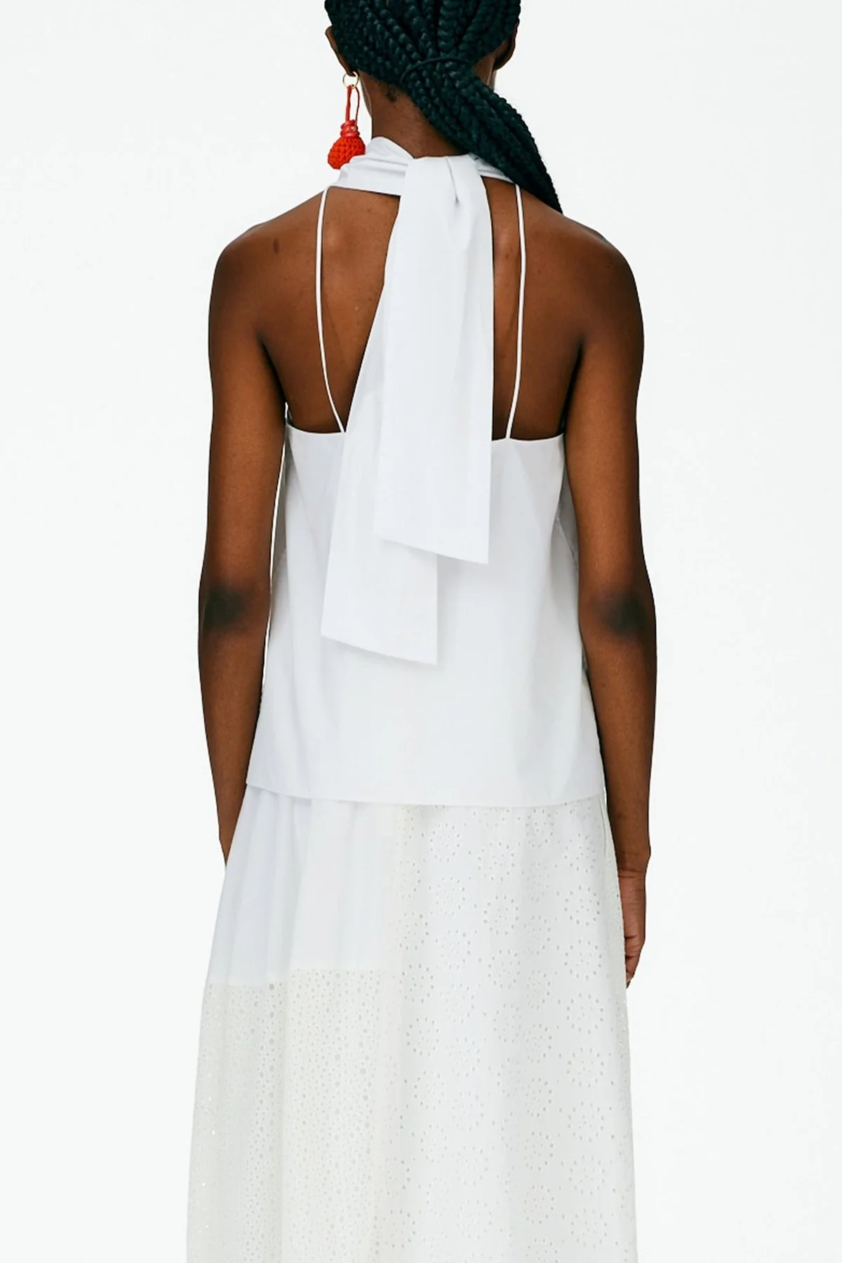 Eco Poplin Halter Top in White - Image 3