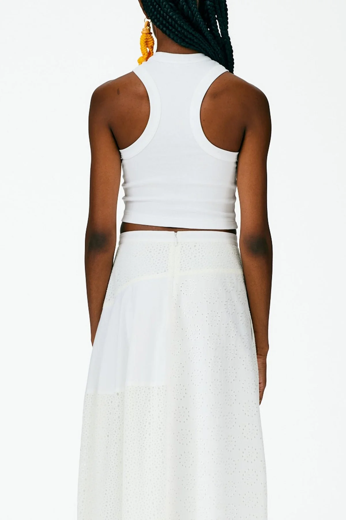 Ribbed T-Shirt Cropped Tank in White - Image 3