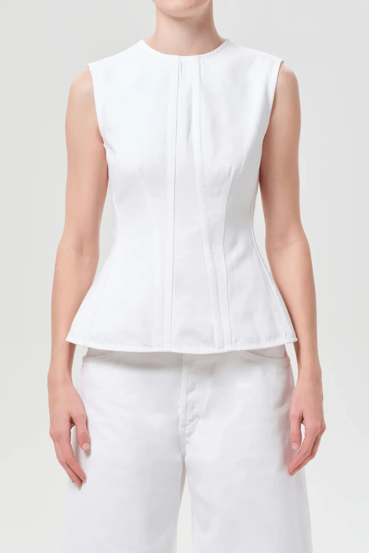 Corbin Denim Shell Shirt in Marshmallow - Image 2