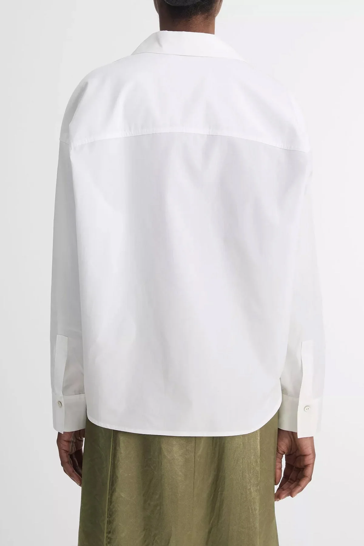 Cotton Half-Placket Shirt in Optic-White - Image 2