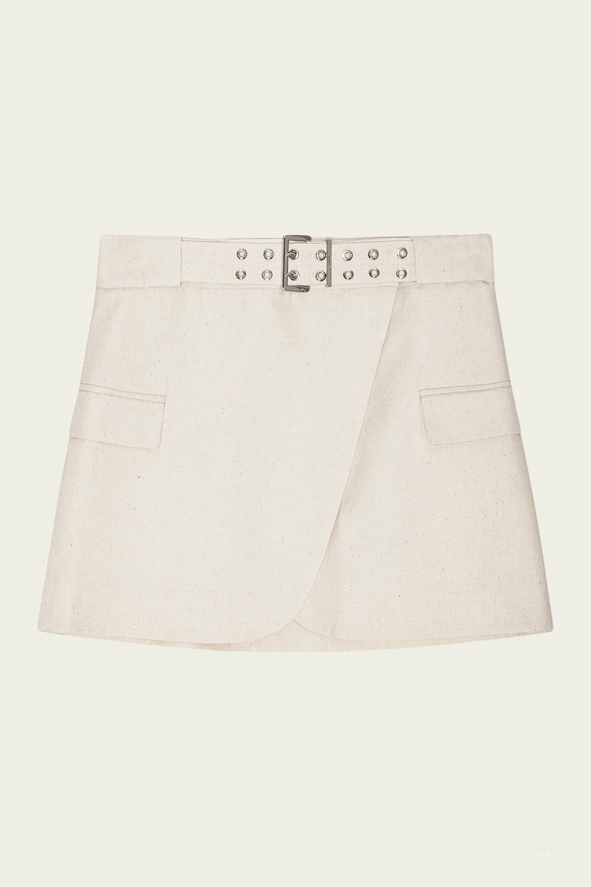 Cotton Melange Tailoring Mini Skirt in Angora
