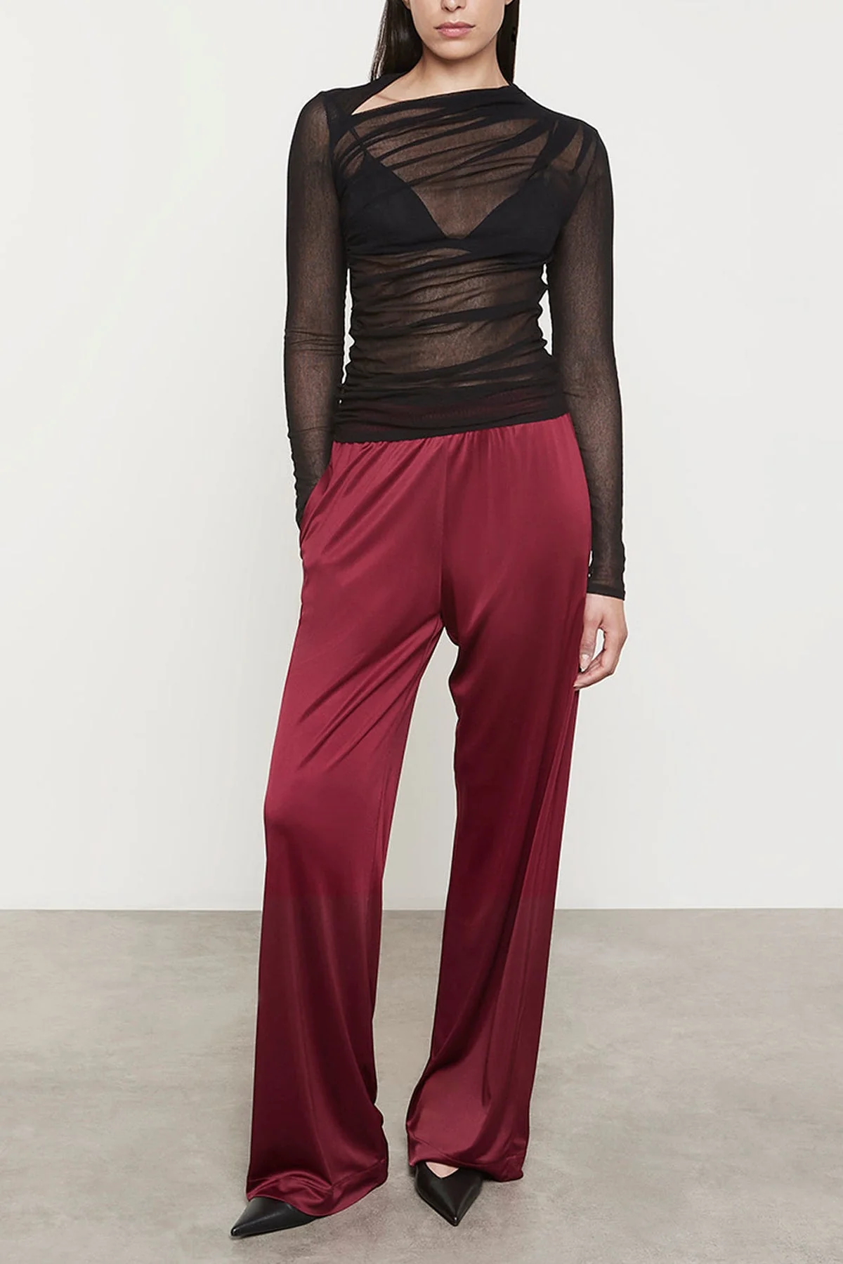 Cotton Mesh Slash Top in Black - Image 2