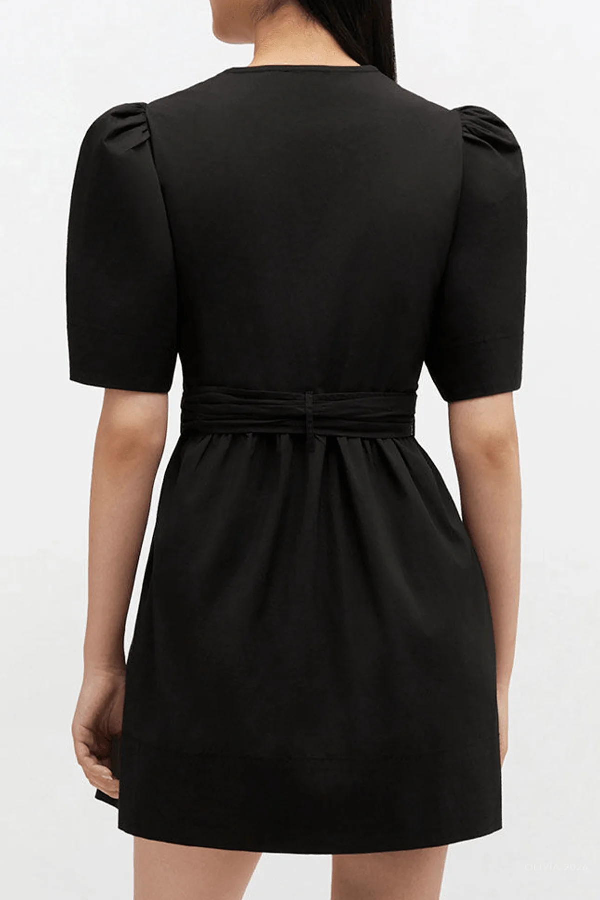 Cotton Mini Dress in Black - Image 3