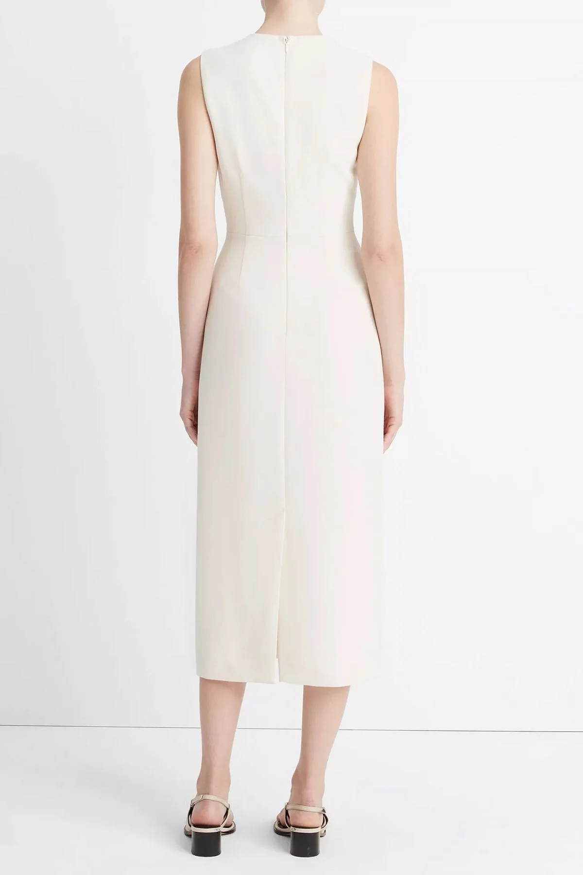 Crew Neck Sheath Dress in Off-White - Image 2