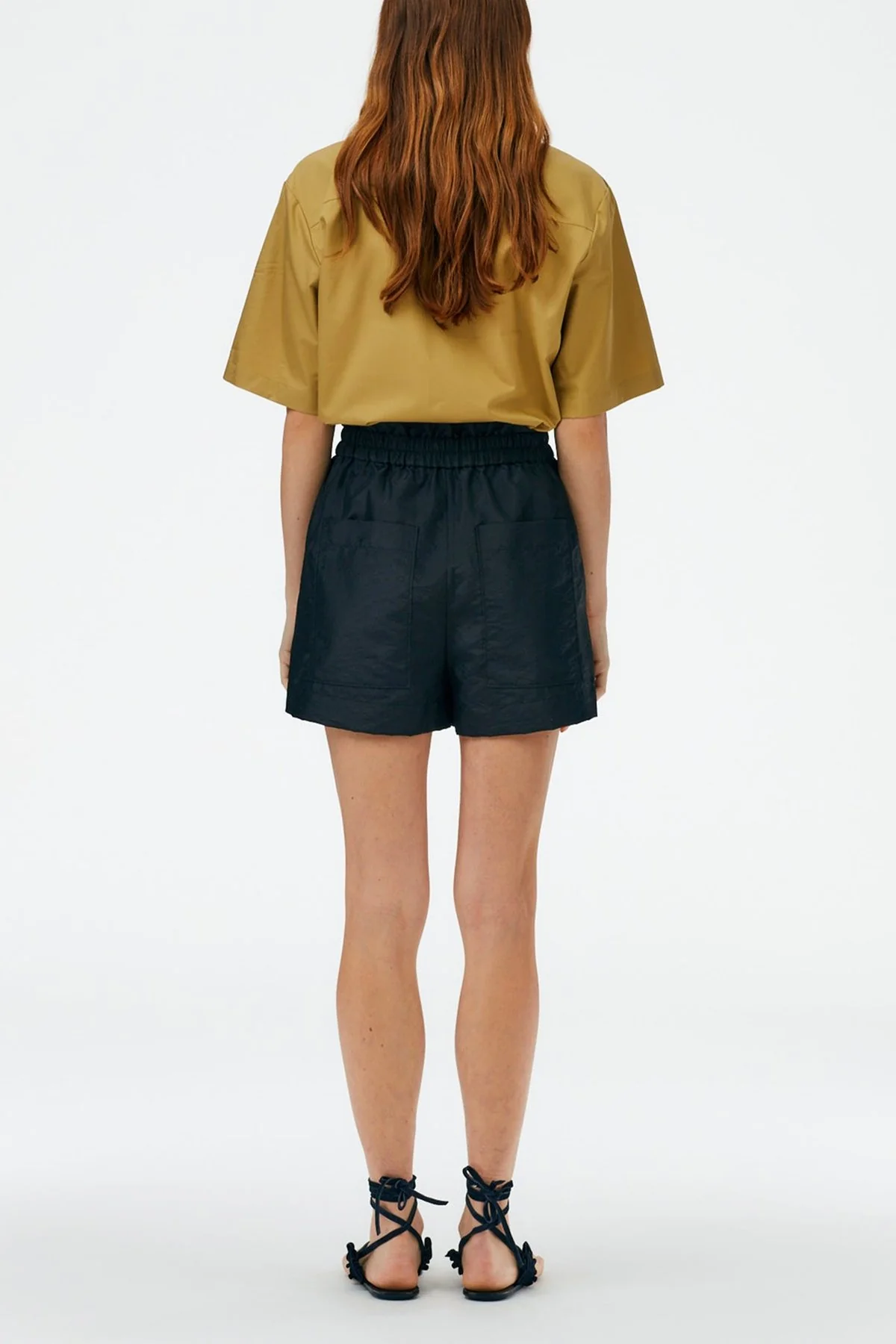 Crispy Nylon Easy Pull On Shorts in Black - Image 3