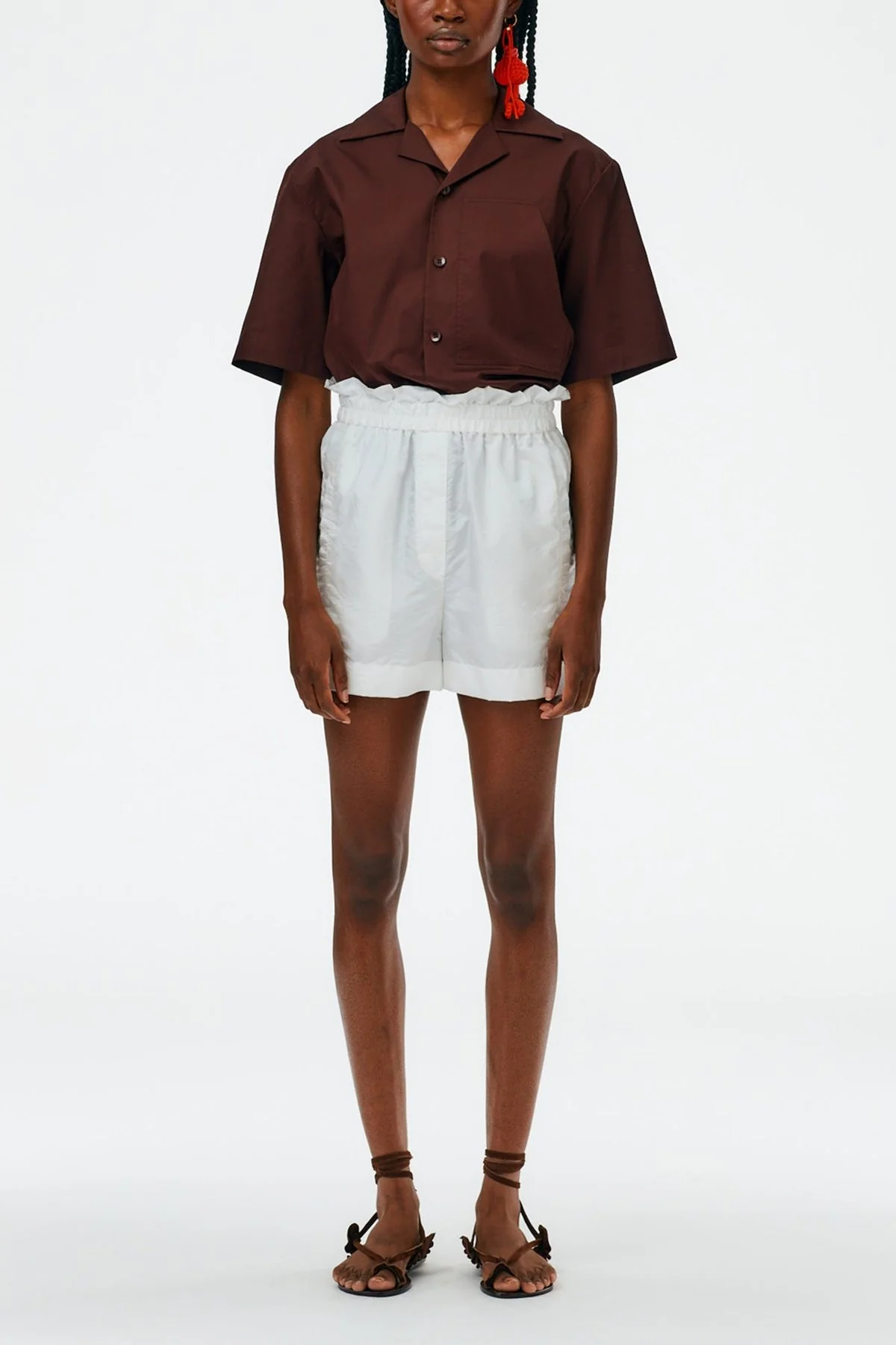 Crispy Nylon Easy Pull On Shorts in White - Image 2