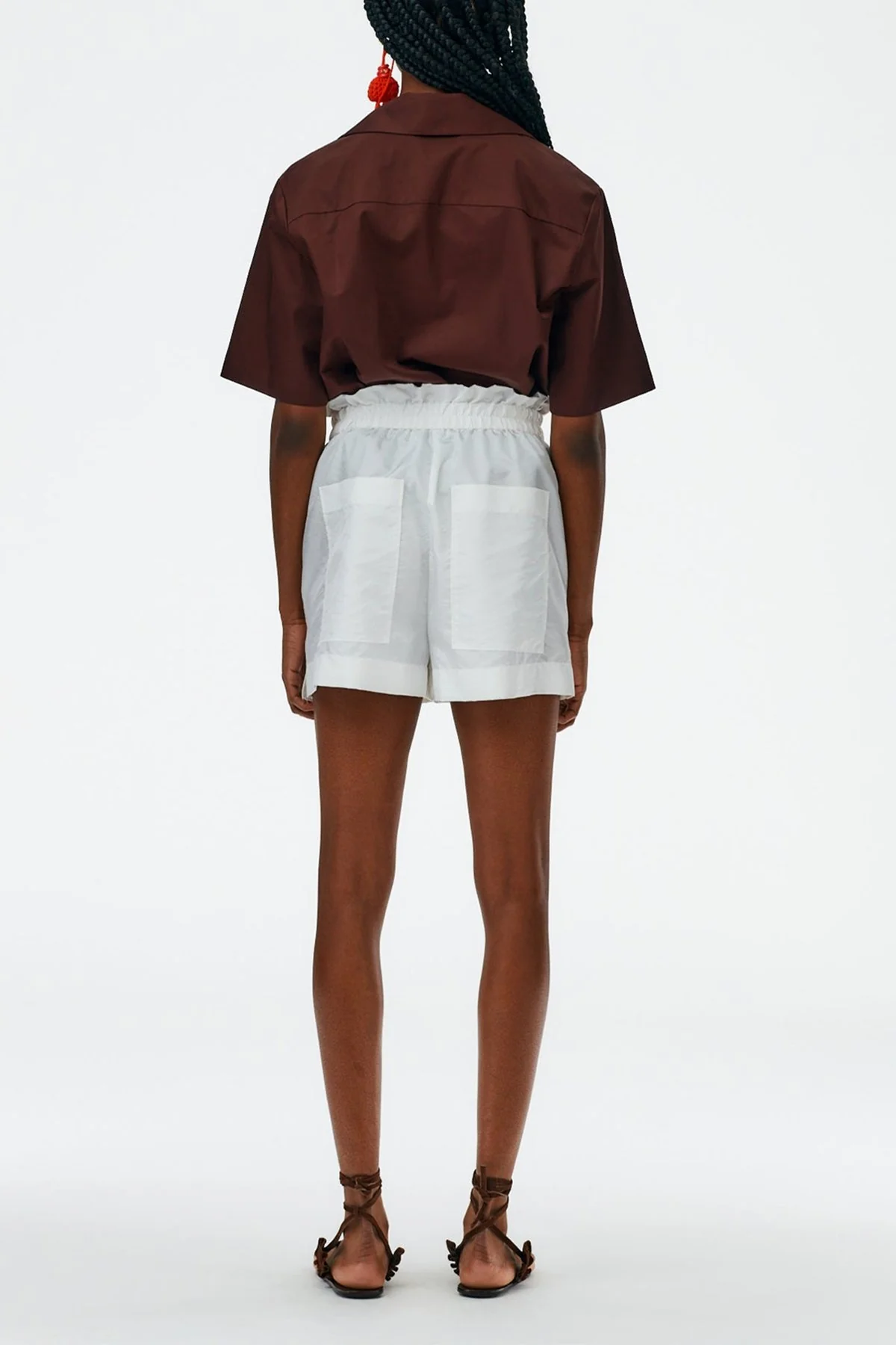 Crispy Nylon Easy Pull On Shorts in White - Image 3