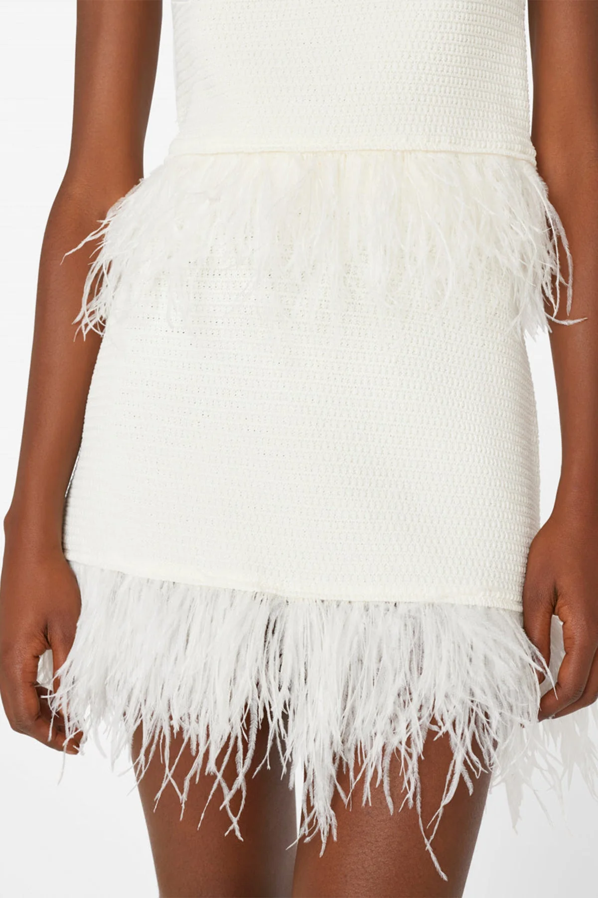 Crochet Feather Mini Skirt in Off White - Image 2