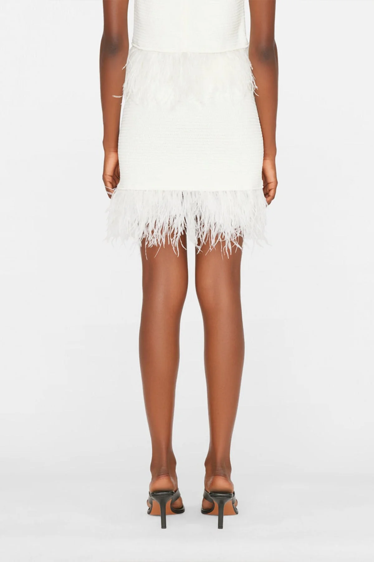 Crochet Feather Mini Skirt in Off White - Image 3