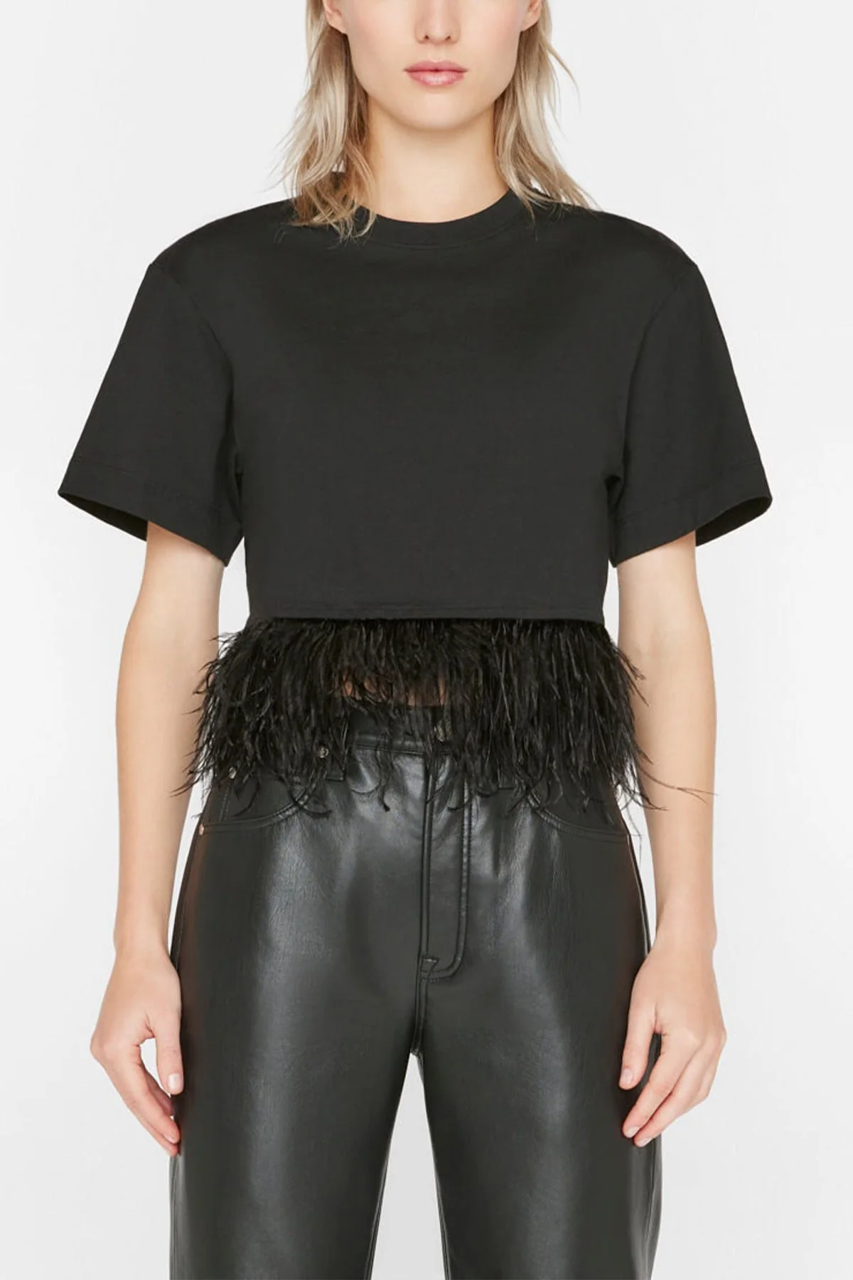 Cropped Feather Tee in Noir - Image 2