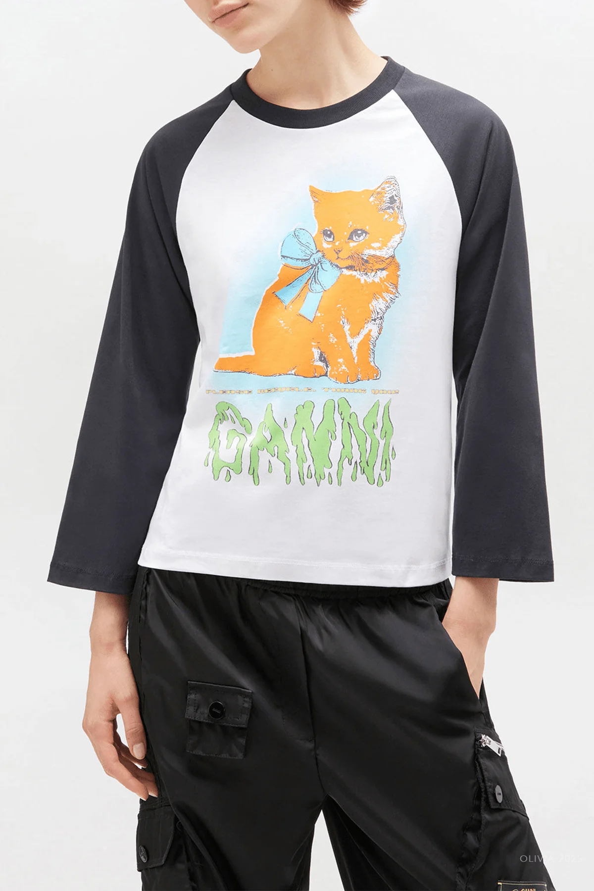 Cropped Kitty T-Shirt in Bright White - Image 2