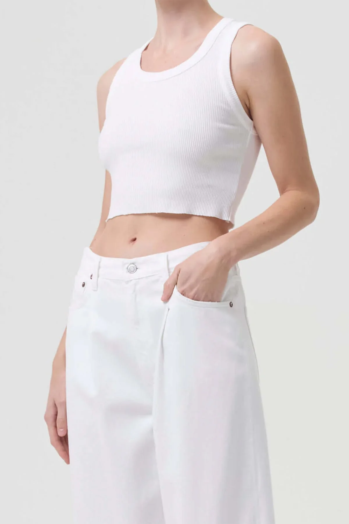 Cropped Poppy Tank in White - Image 2
