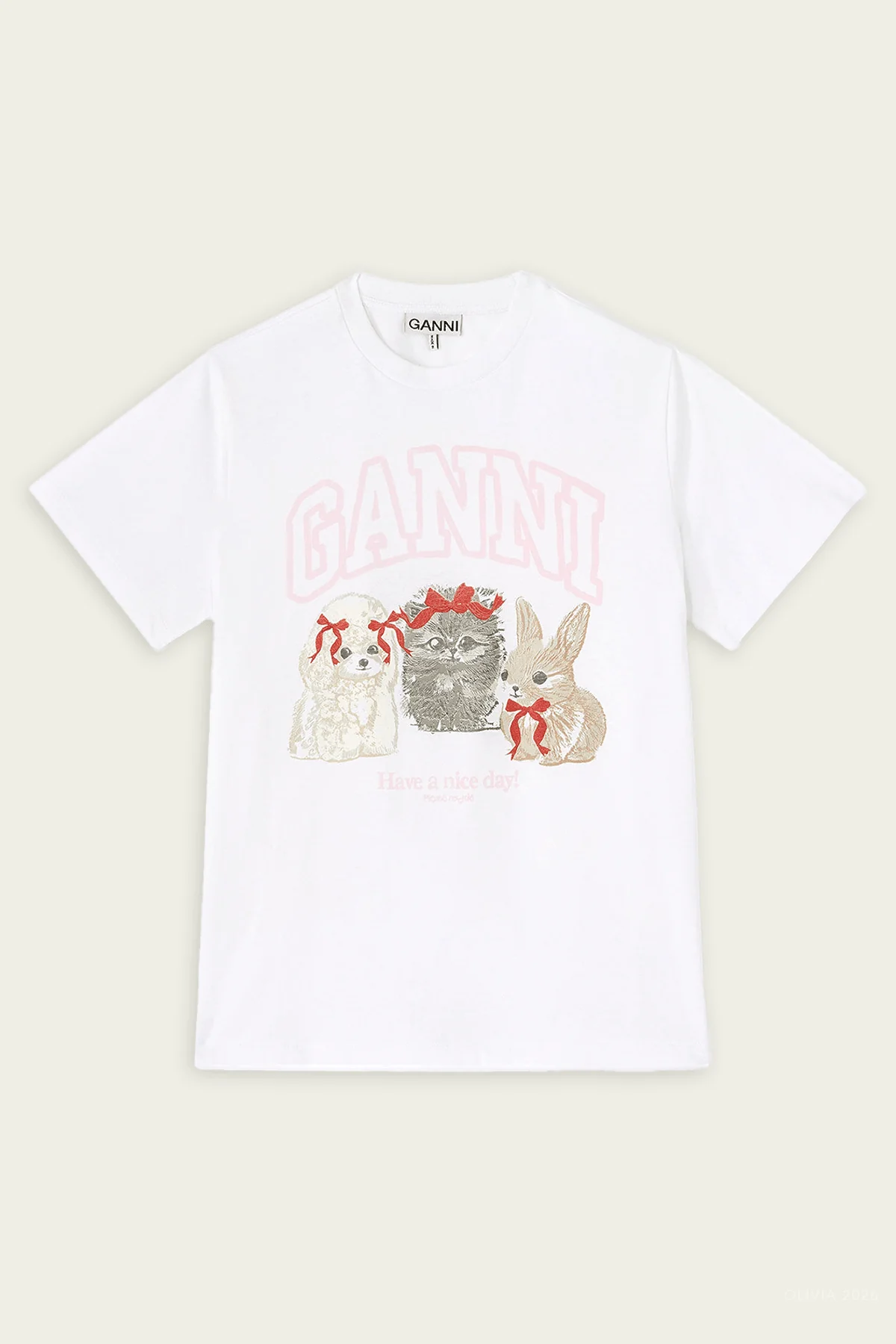 Cute Animals Print T-Shirt in Bright White