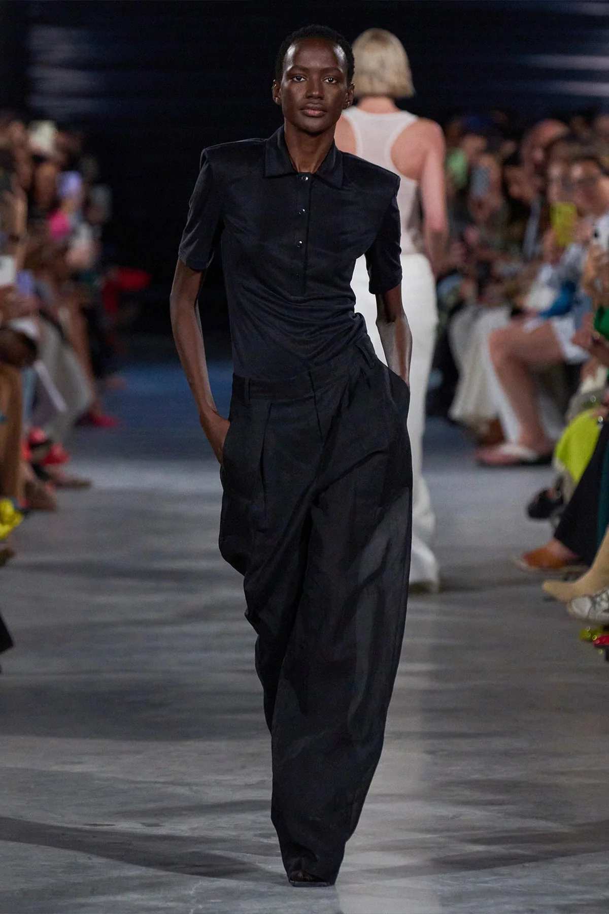 Deeba Cupro Lean Polo Shirt in Black - Image 3