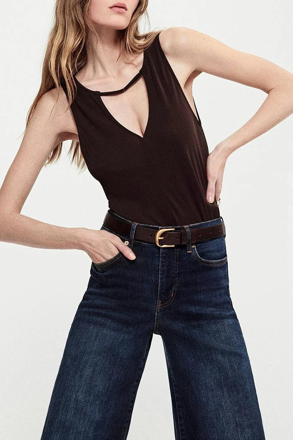 Deep V Tank in Chocolate Brown - Image 2