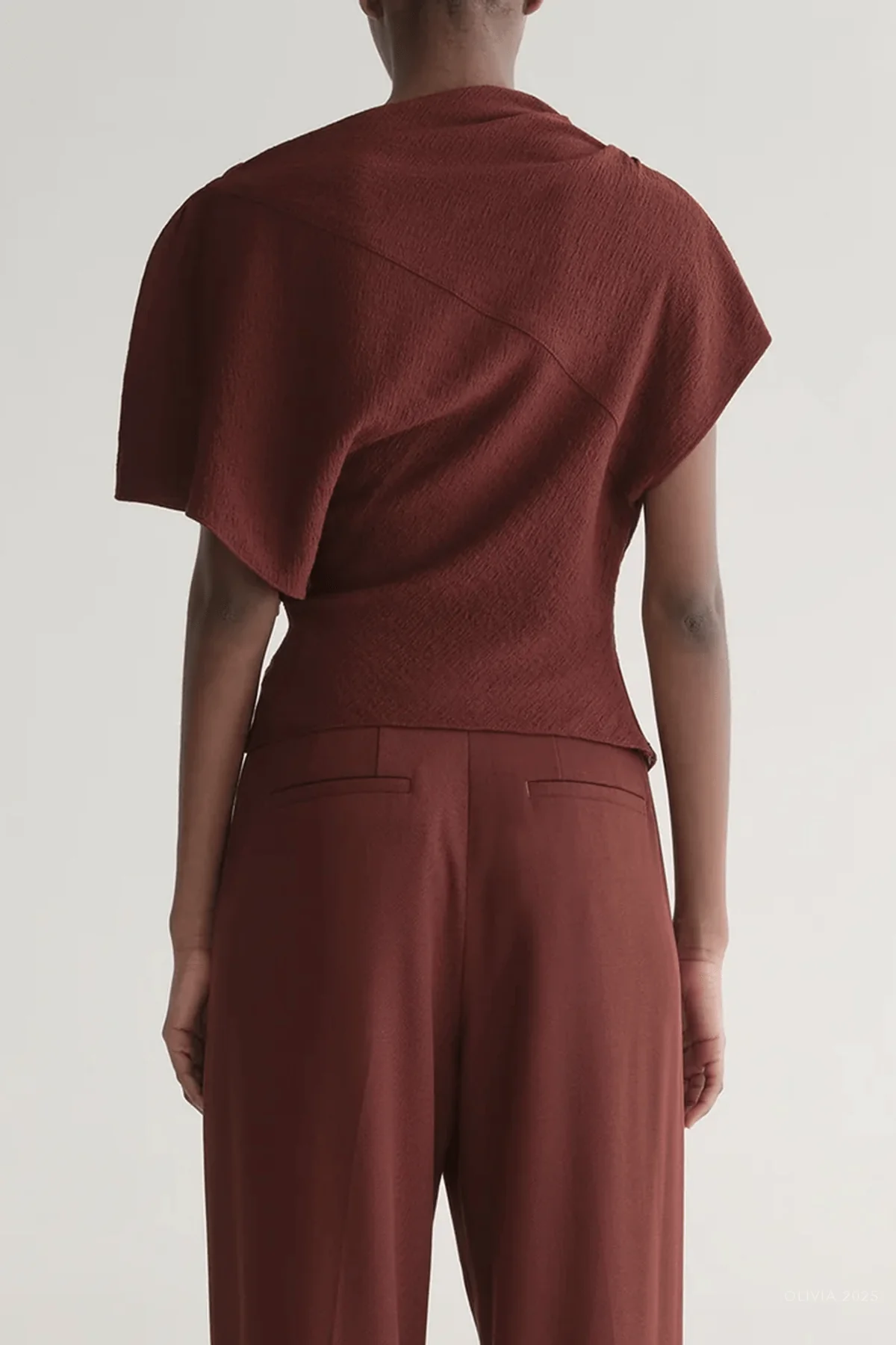 Dena Crepe Top in Black Cherry - Image 3