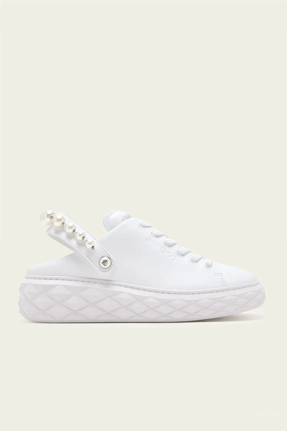 Diamond Maxi Pearl Slingback Trainers in White