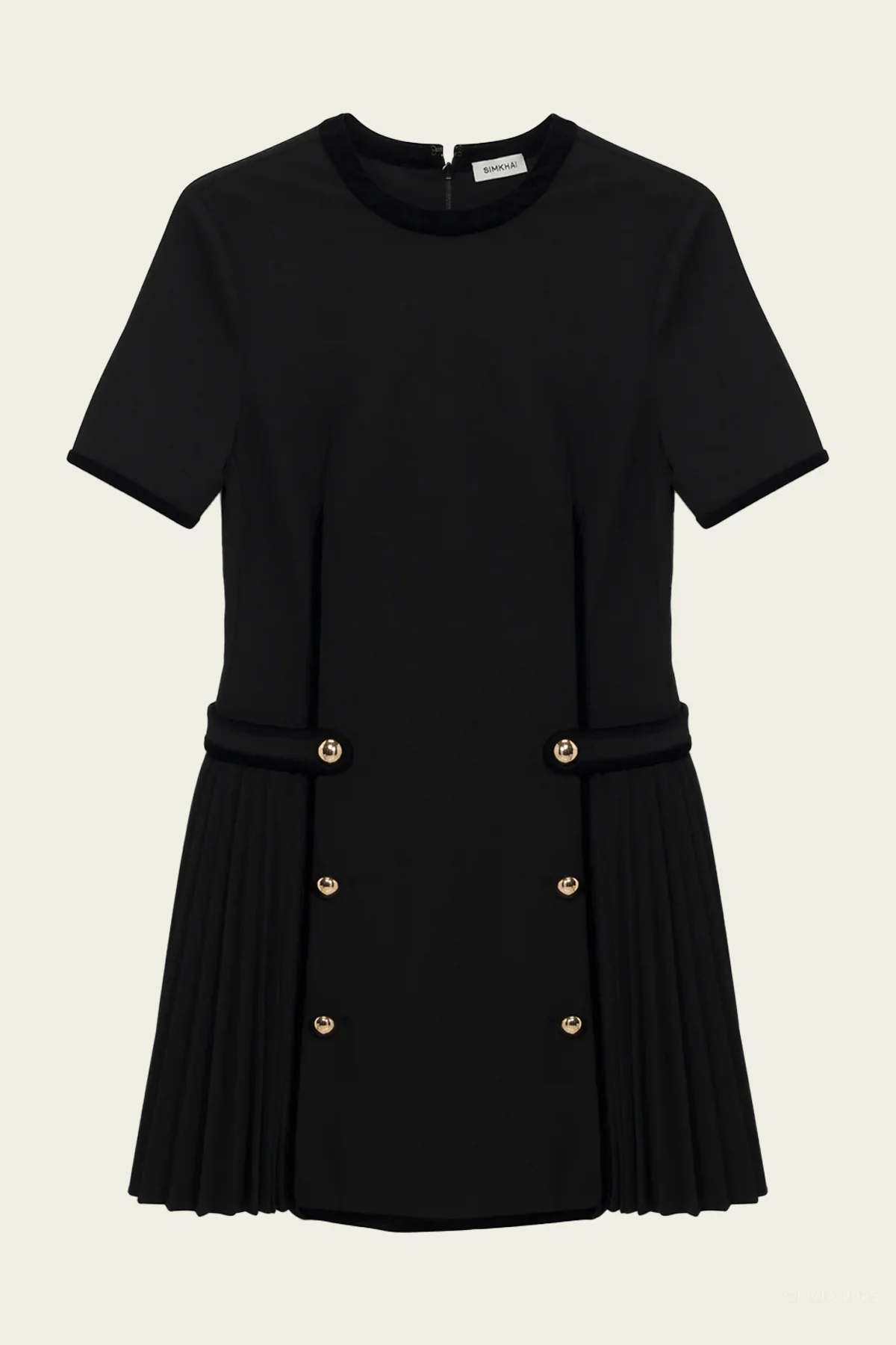 Doria Velvet Trimmed Mini Dress in Black