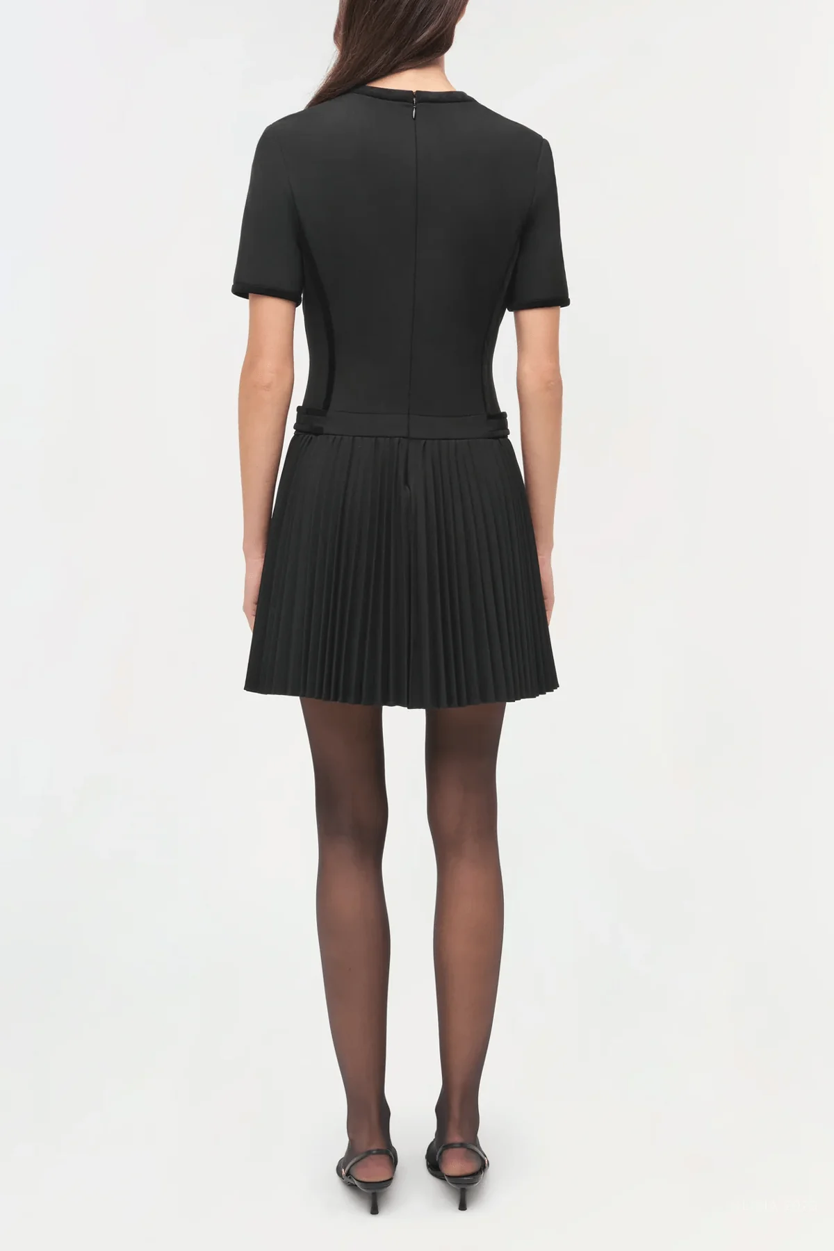 Doria Velvet Trimmed Mini Dress in Black - Image 3
