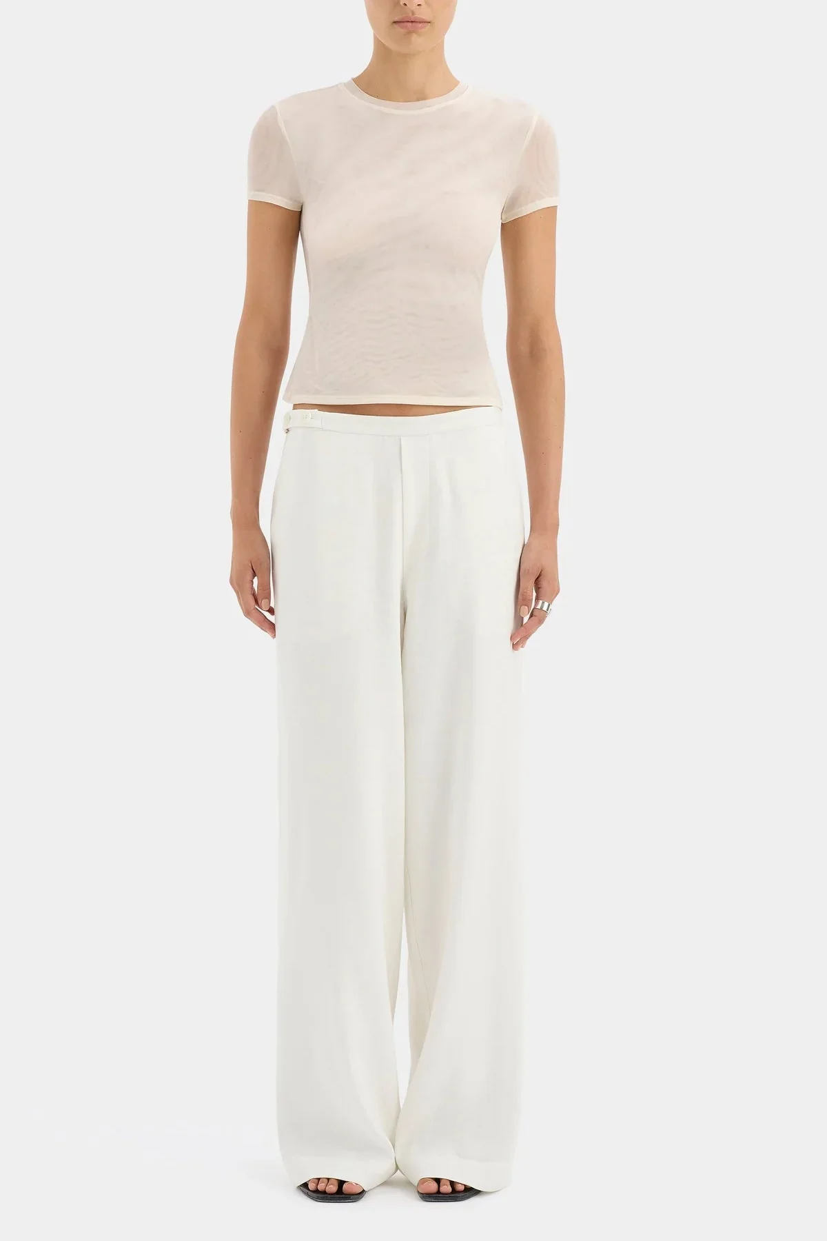 Dorian Wide Leg Pant in Ivory - Image 2