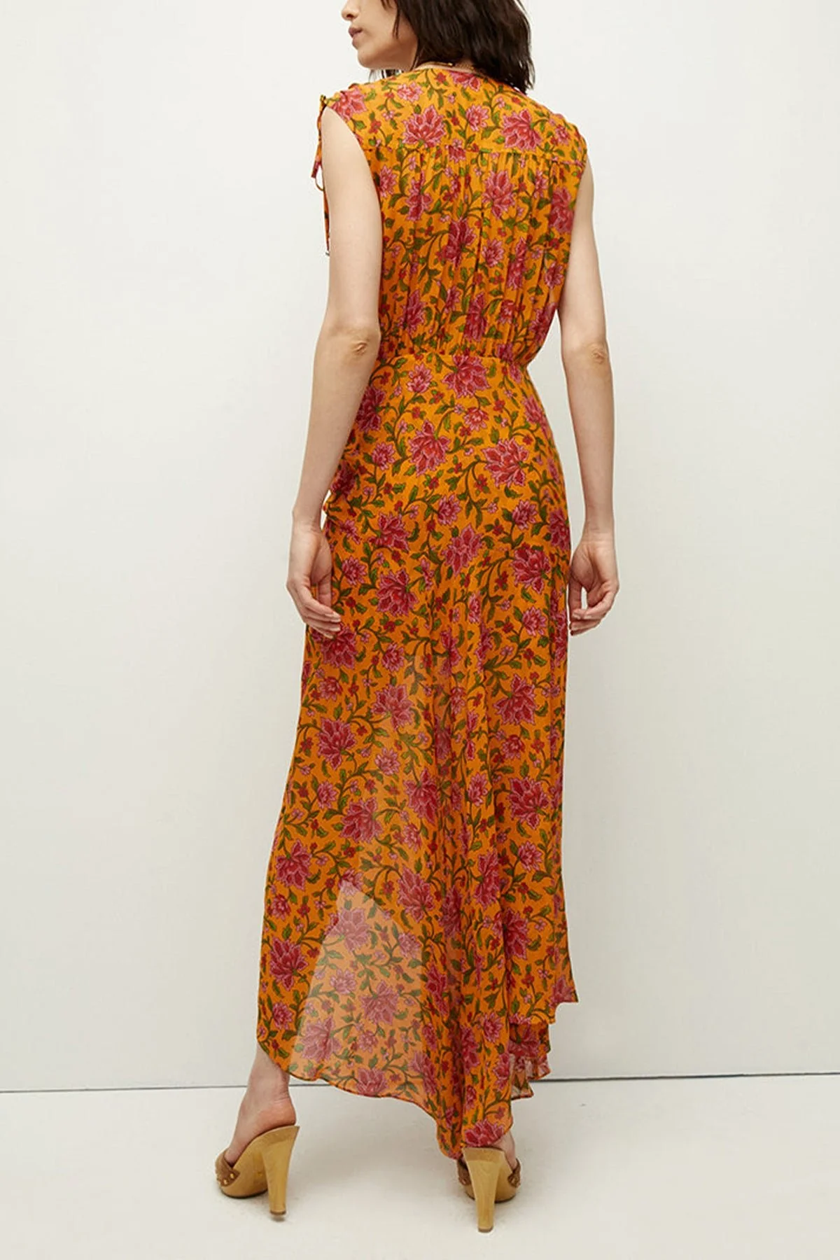 Dovima Silk Dress in Hot Orange Multi - Image 3