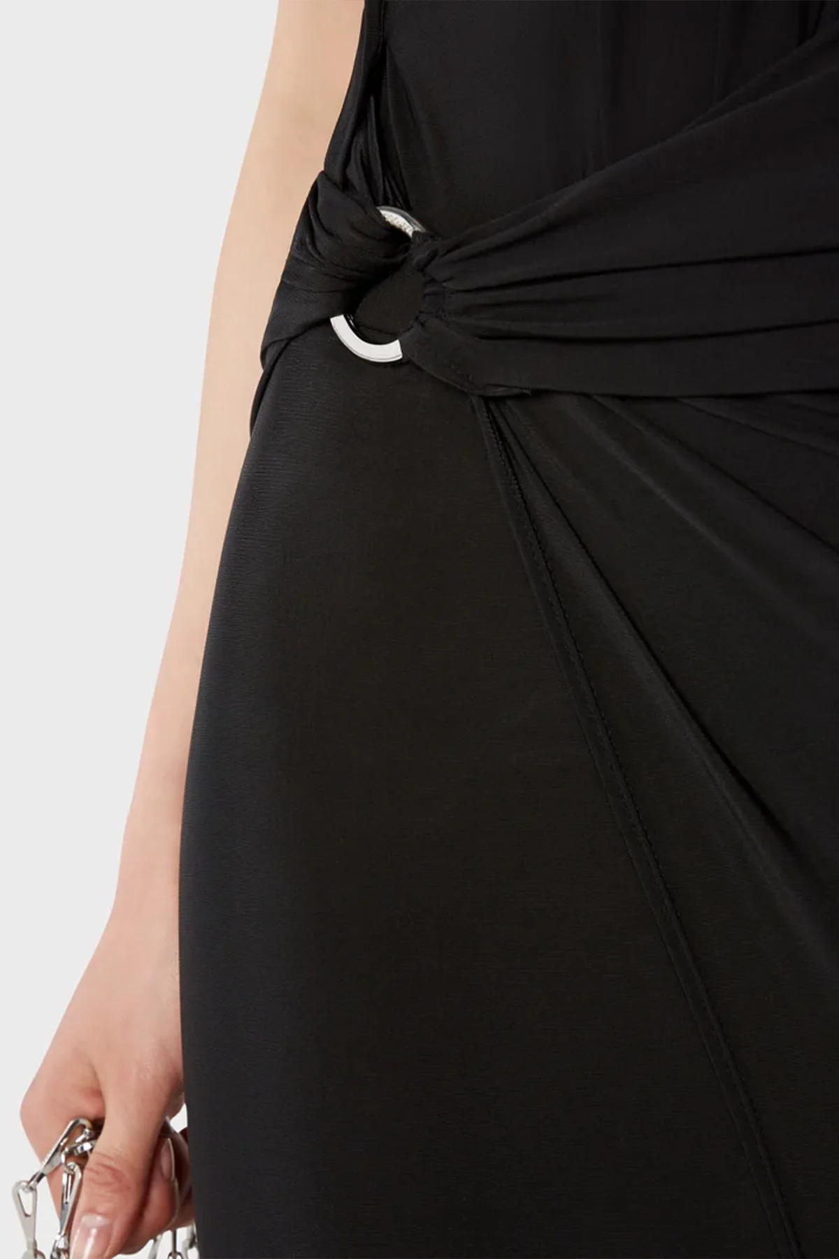 Draped Midi Dress in Black - Image 3