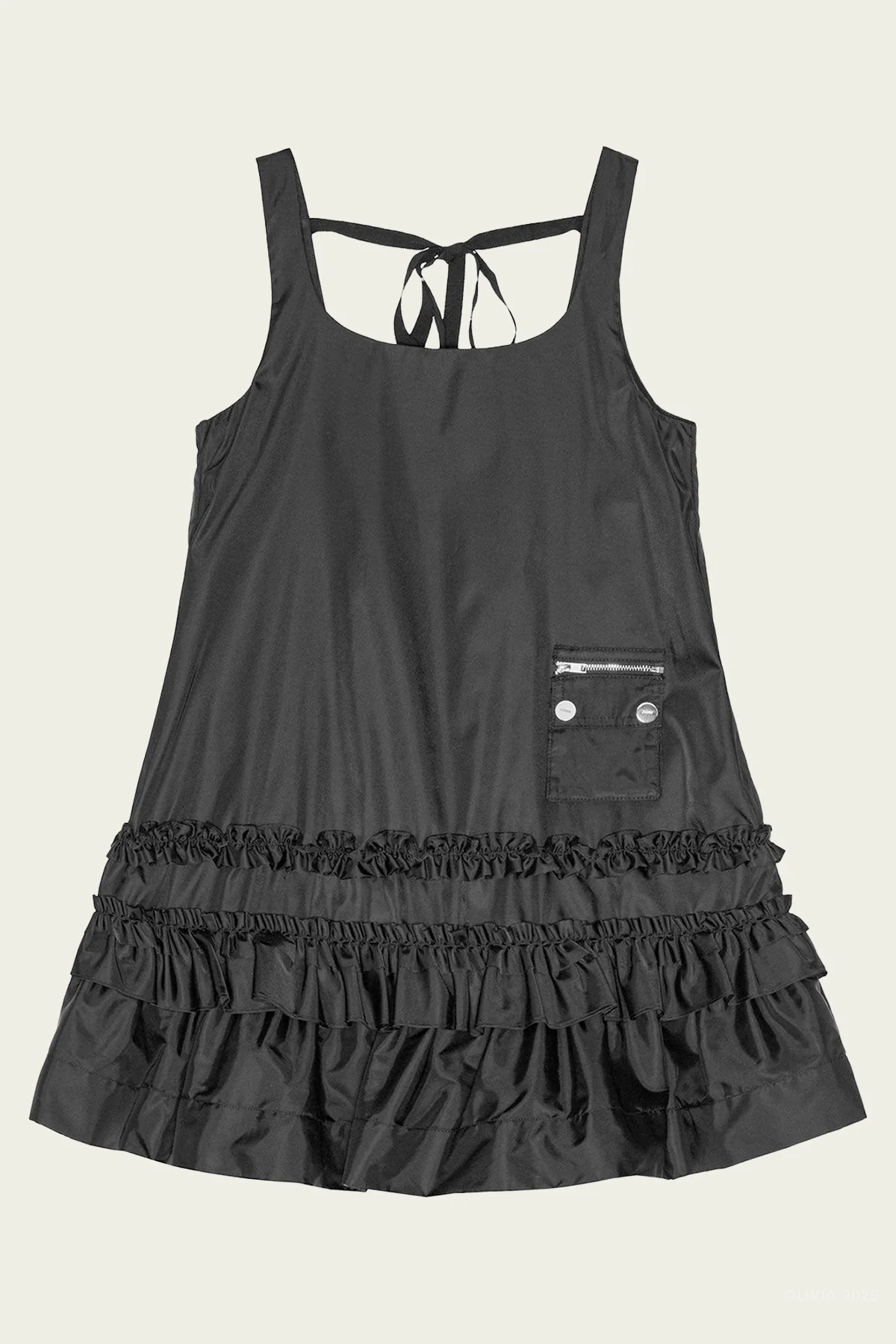 Duchesse Nylon Mini Dress in Black