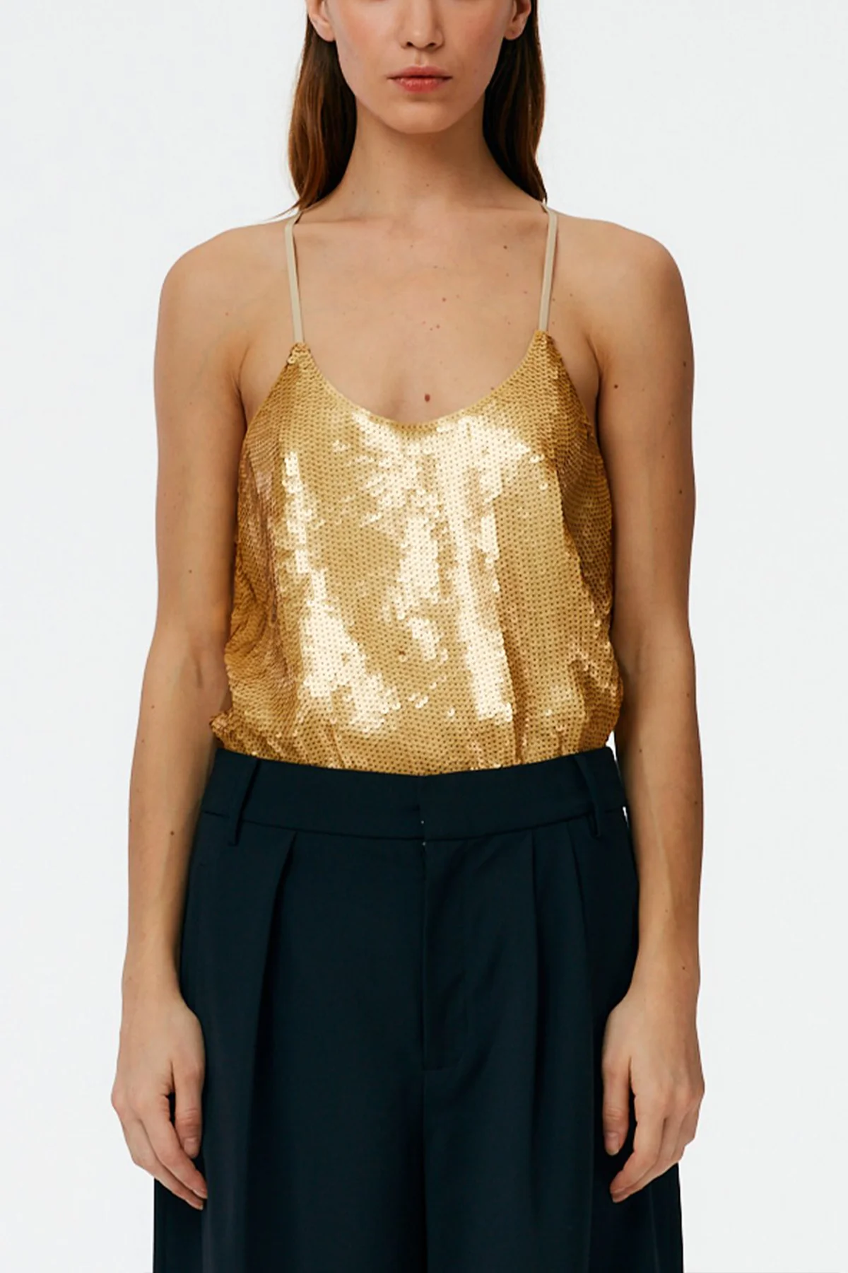 Eclair Sequins Beading Cami Top in Gold - Image 2