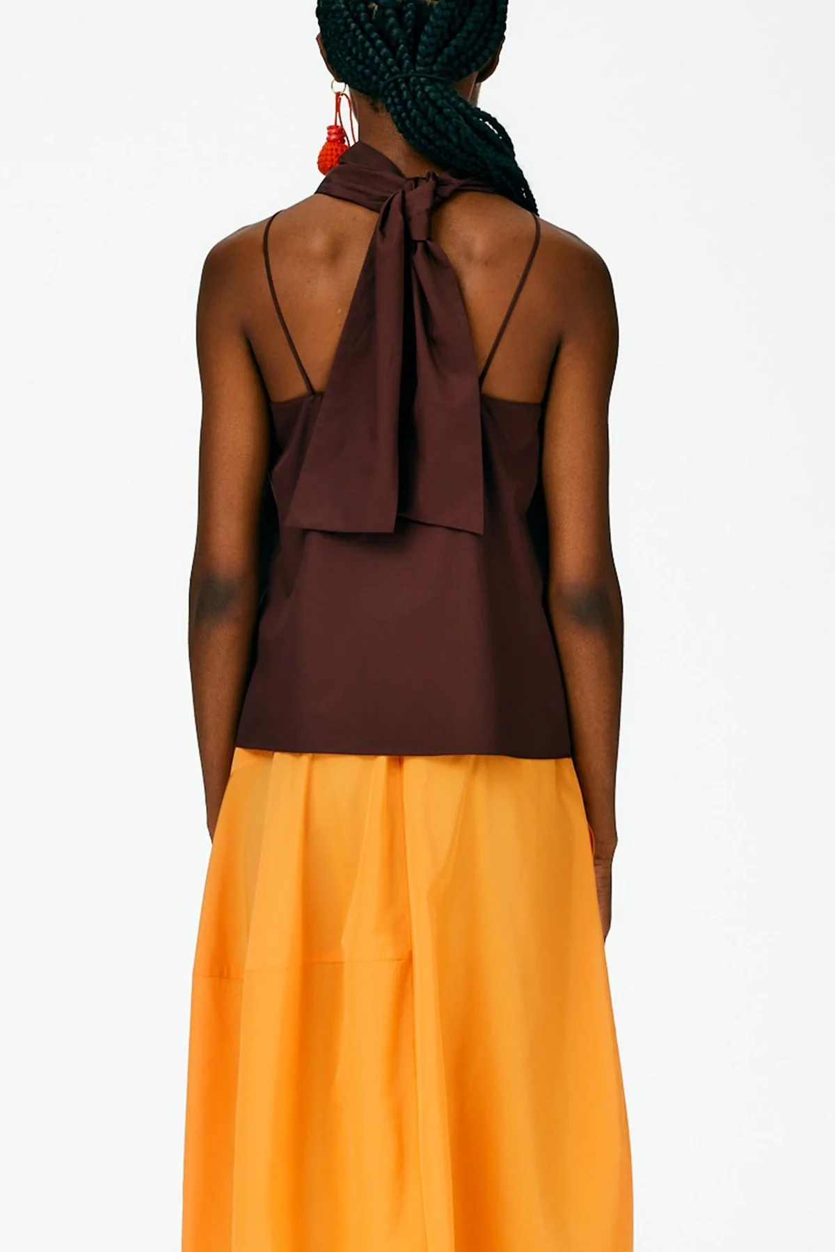 Eco Poplin Halter Top in Brown - Image 3