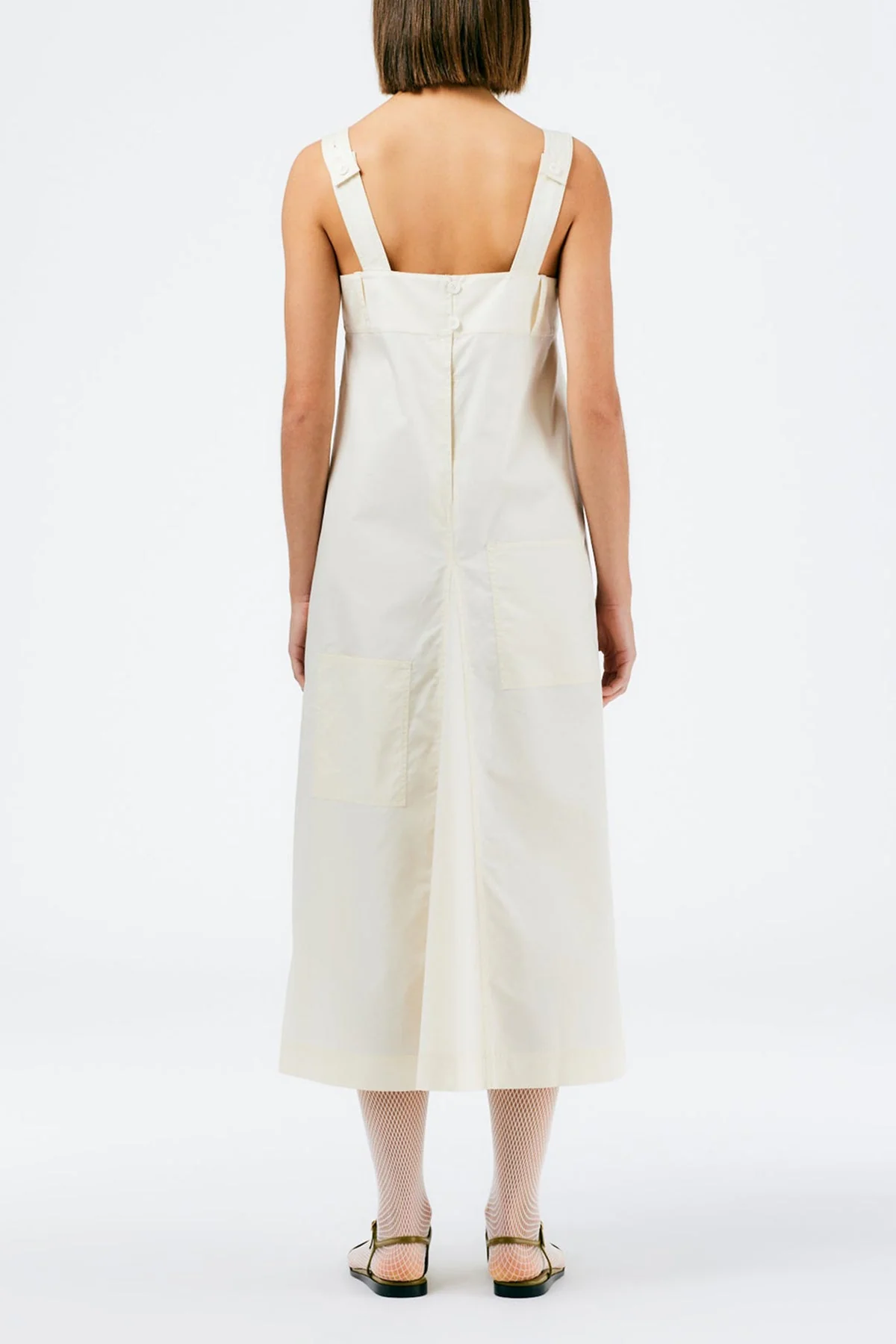Eco Poplin Overall Midi Dress in Cream - Image 2