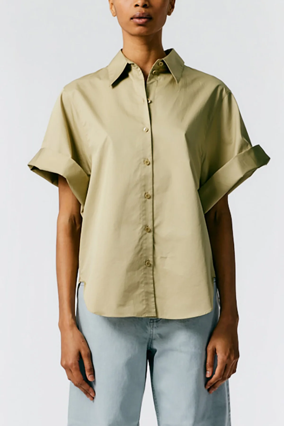Eco Poplin Rolled Sleeve Shirt in Clay - Image 2