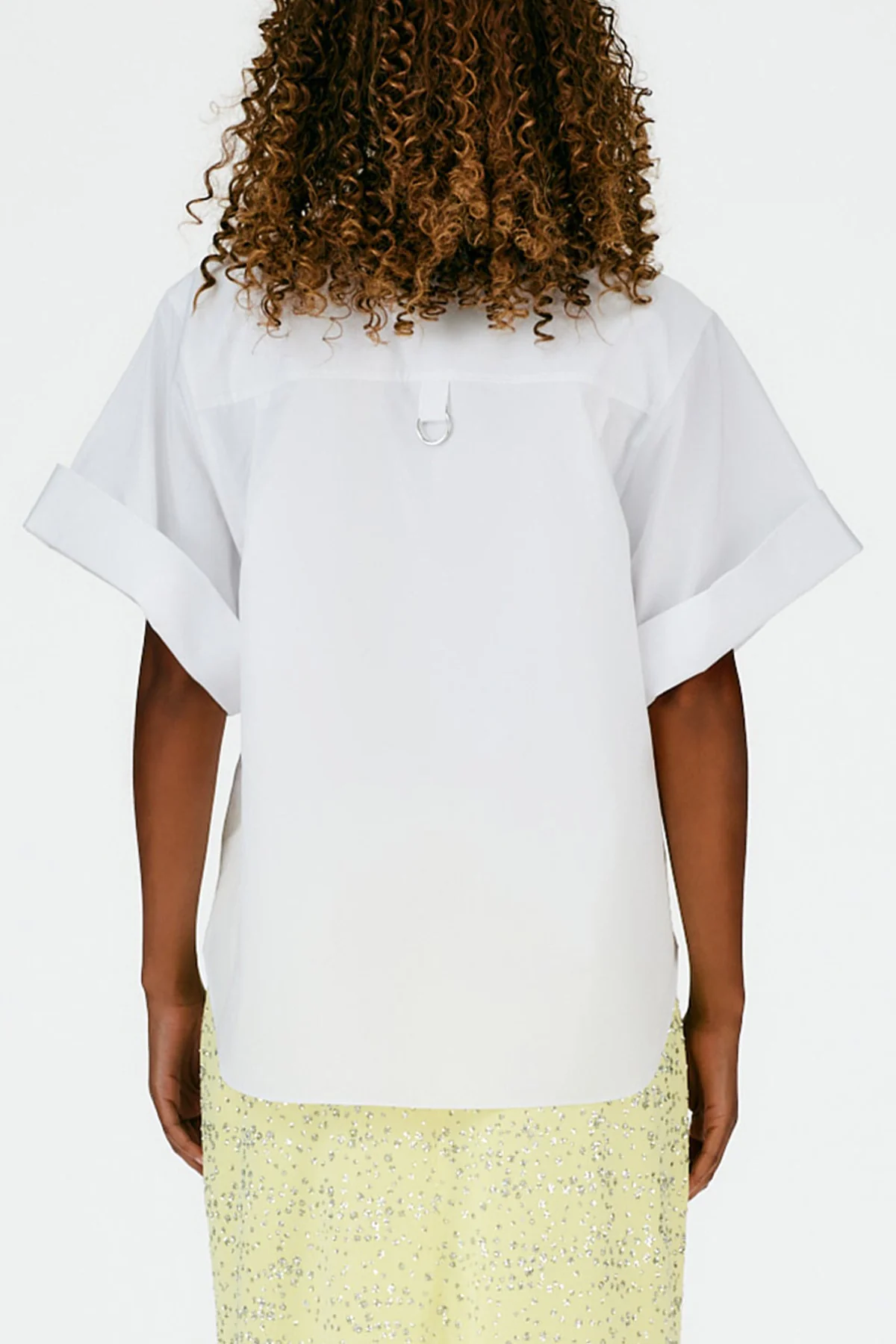 Eco Poplin Rolled Sleeve Shirt in White - Image 3