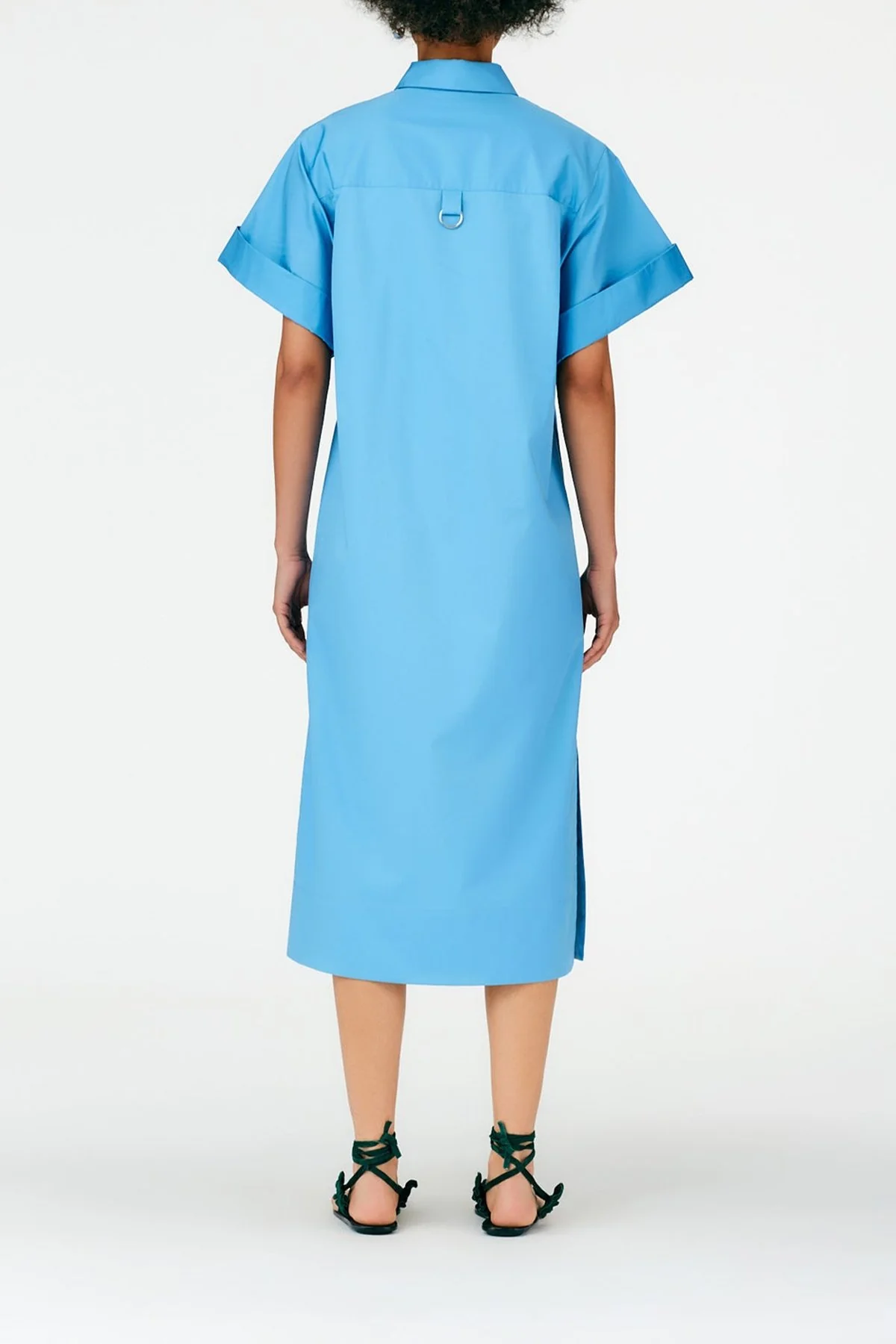 Eco Poplin Rolled Sleeve Shirtdress in Kairi Blue - Image 3