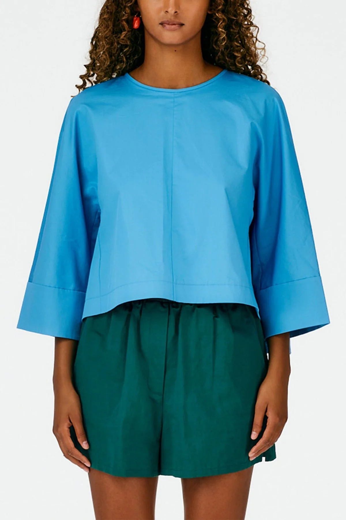 Eco Poplin Sculpted Top in Kairi Blue - Image 2