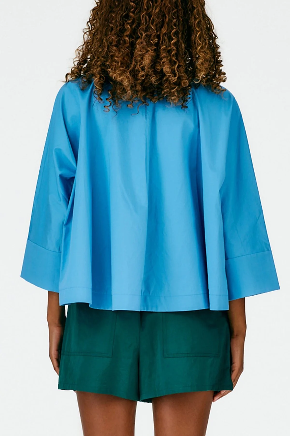 Eco Poplin Sculpted Top in Kairi Blue - Image 3
