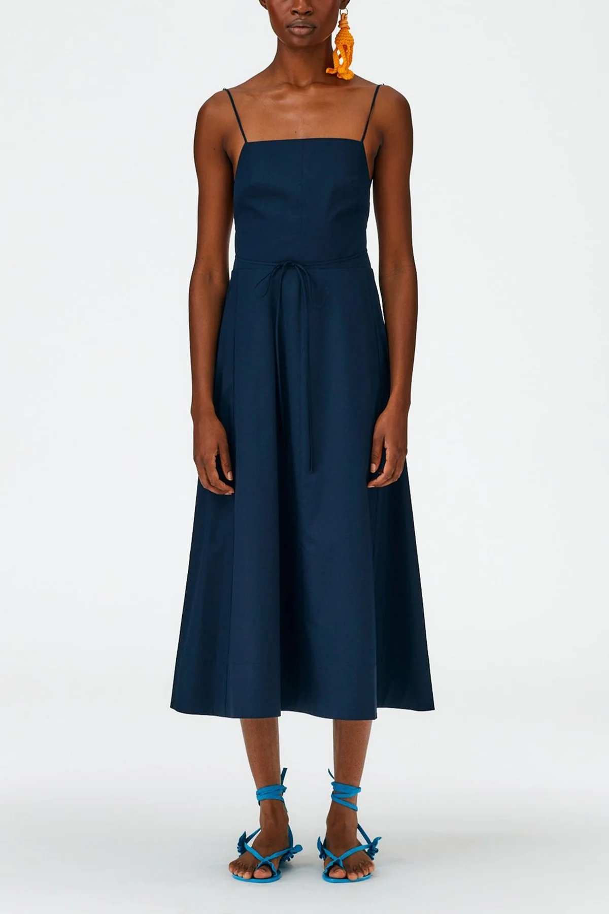 Eco Poplin Strappy Dress in Dark Navy - Image 2