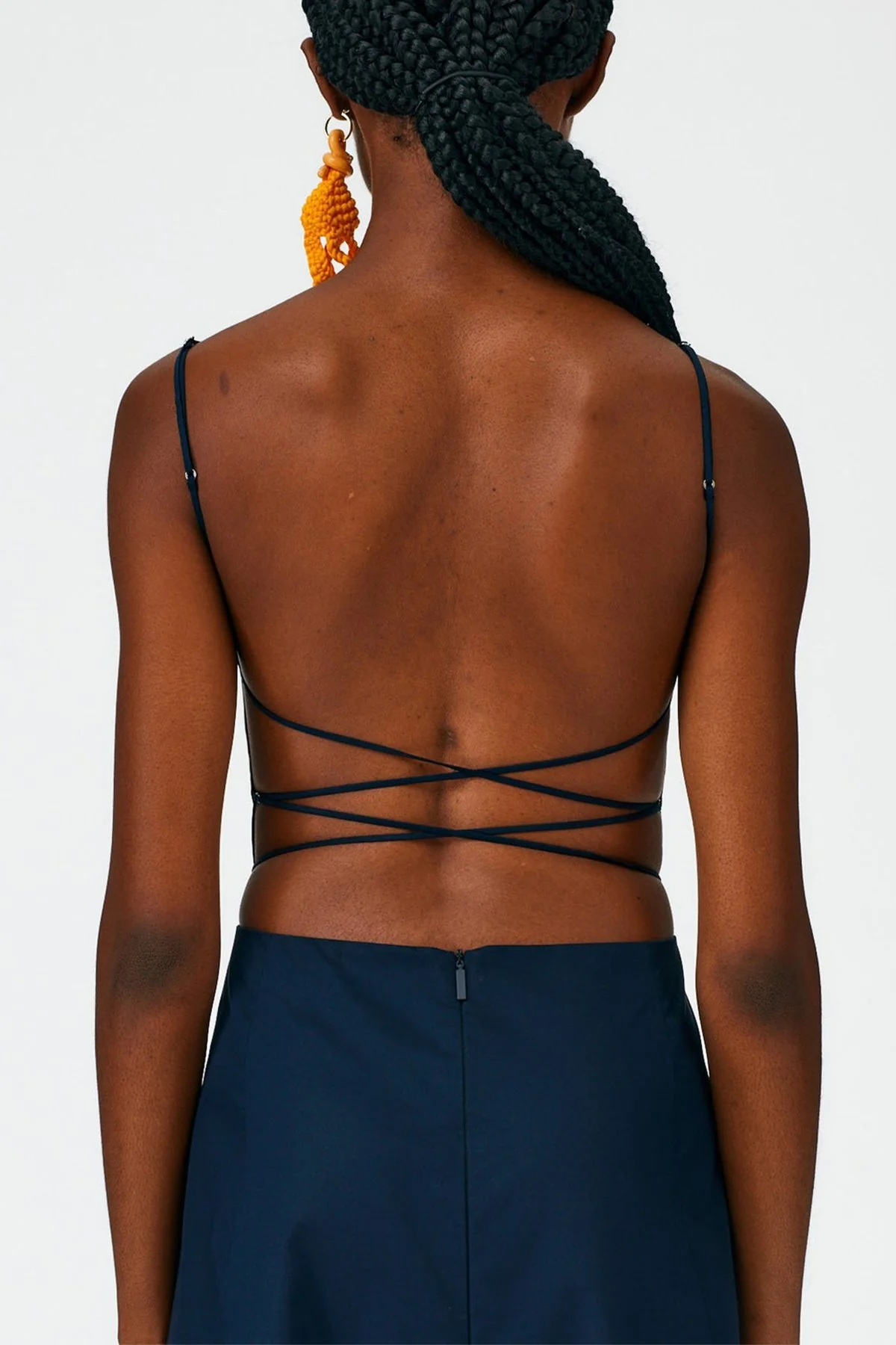 Eco Poplin Strappy Dress in Dark Navy - Image 4