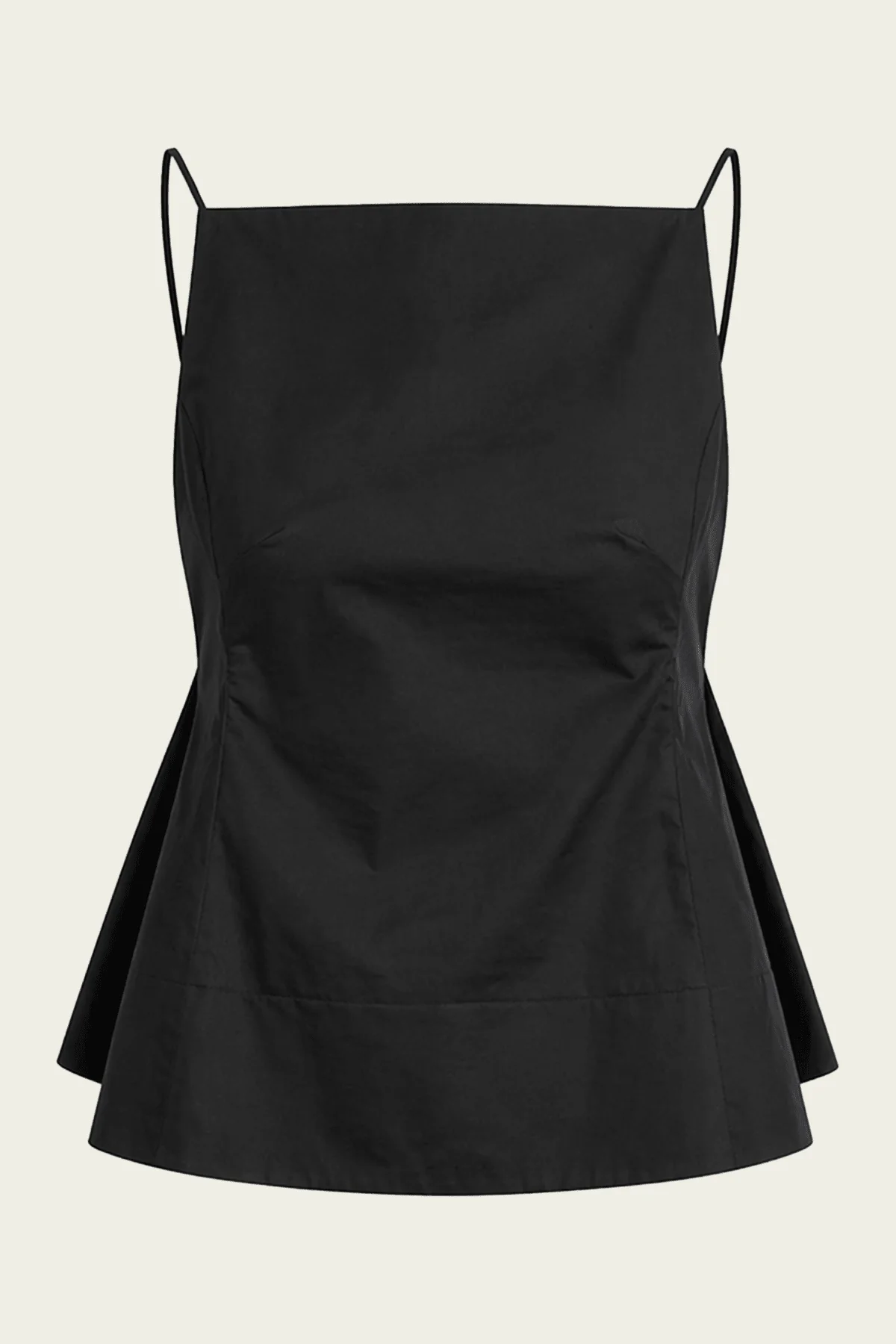 Eco Poplin Strappy Open Back Top in Black