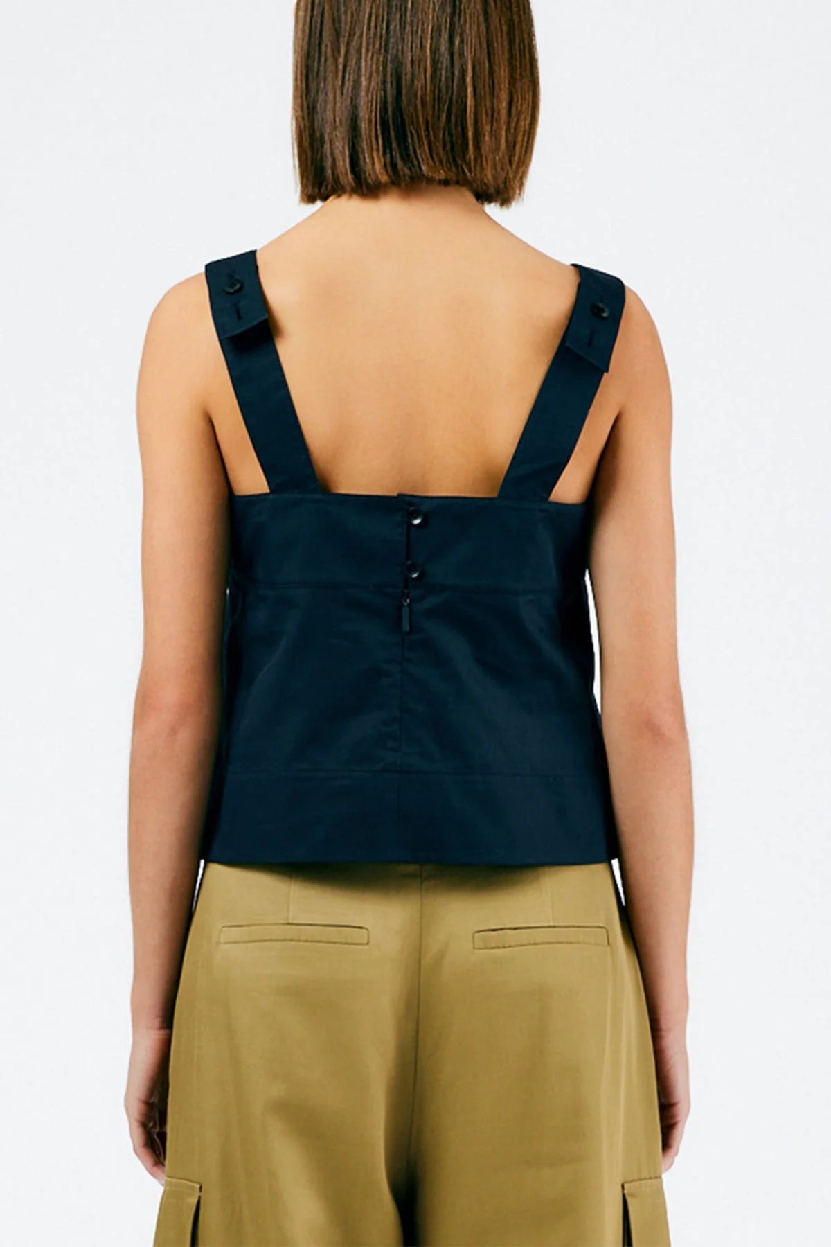 Eco Poplin Strappy Top in Dark Navy - Image 2