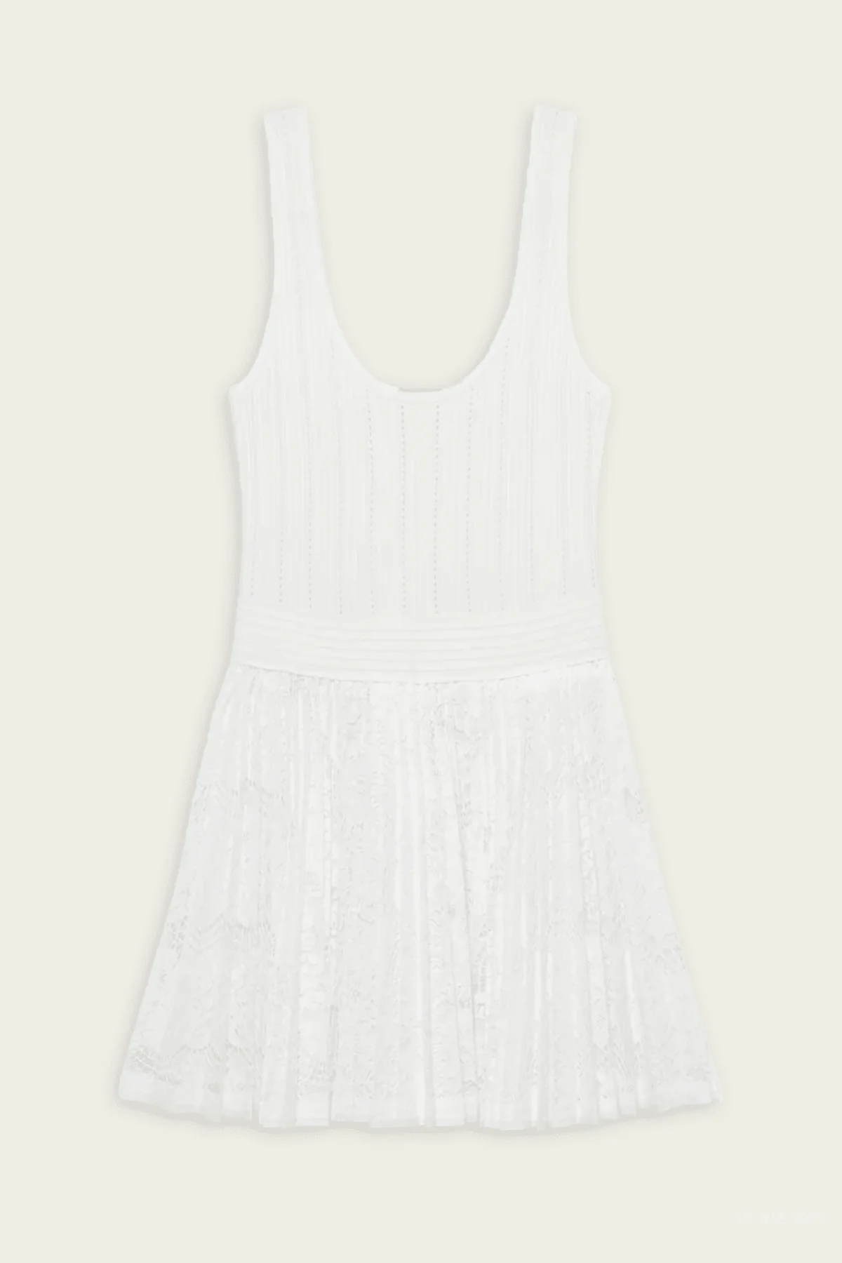 Ellis Knit Lace Mini Dress in Ivory