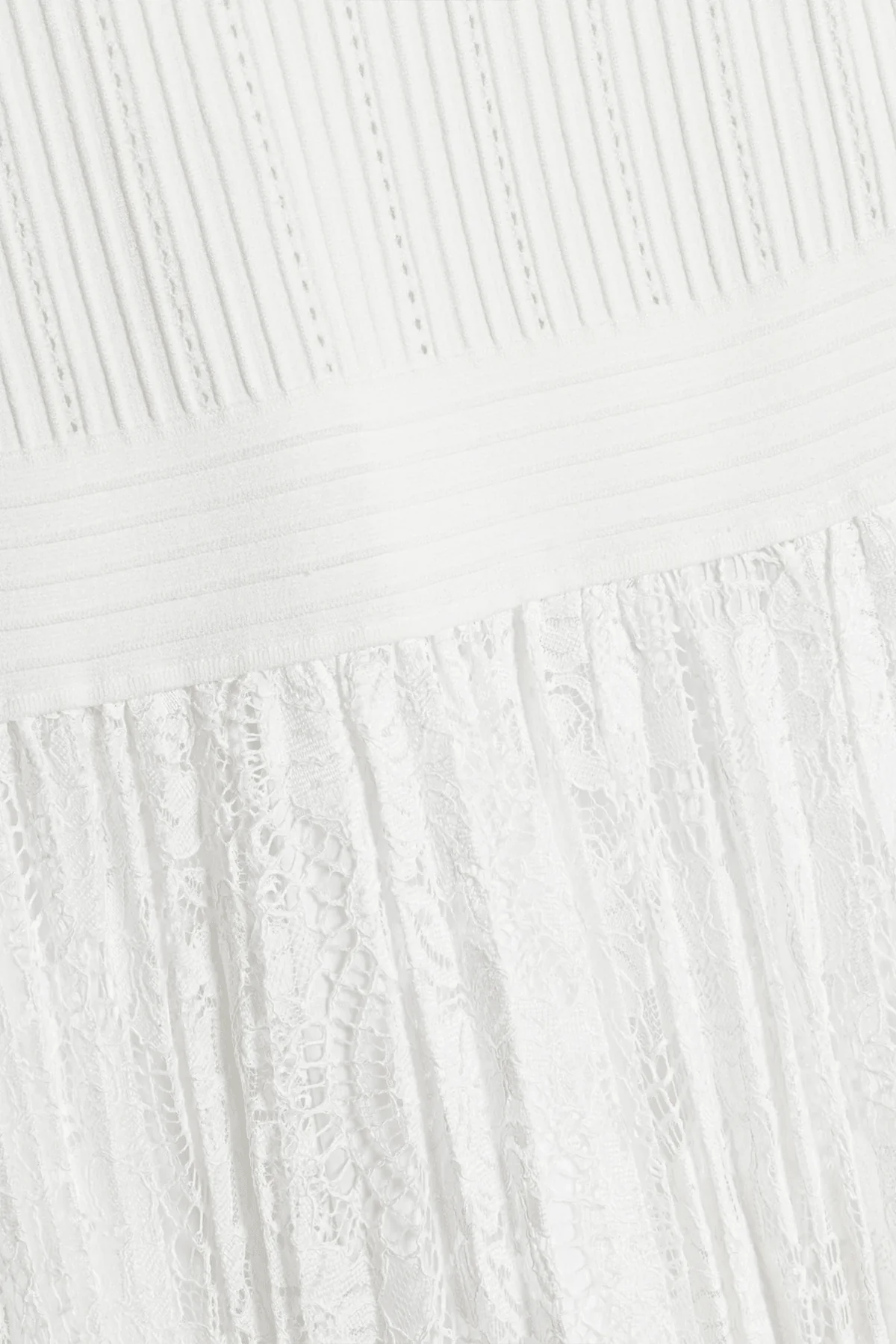 Ellis Knit Lace Mini Dress in Ivory - Image 4